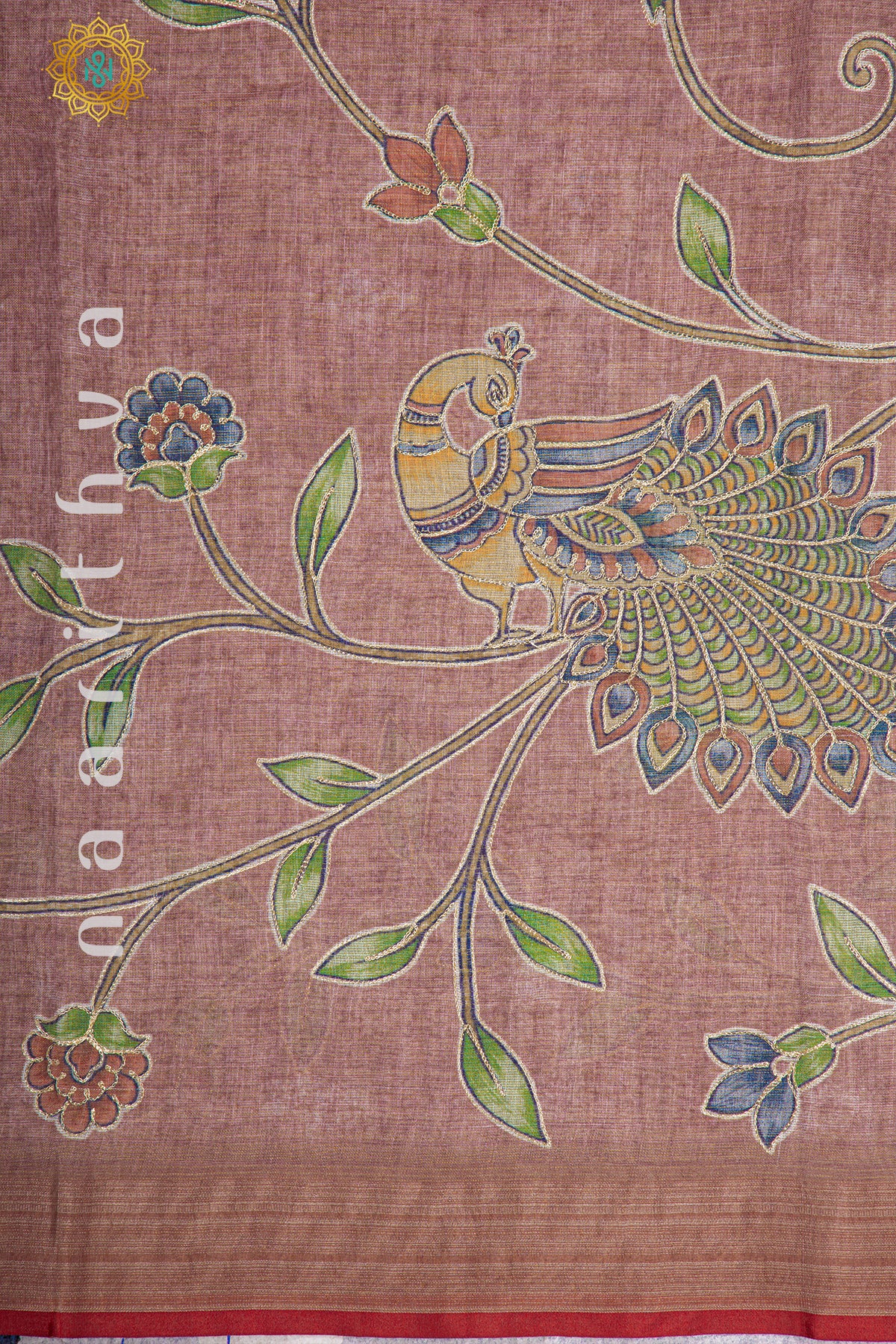 PEACH - KALAMKARI LINEN TISSUE