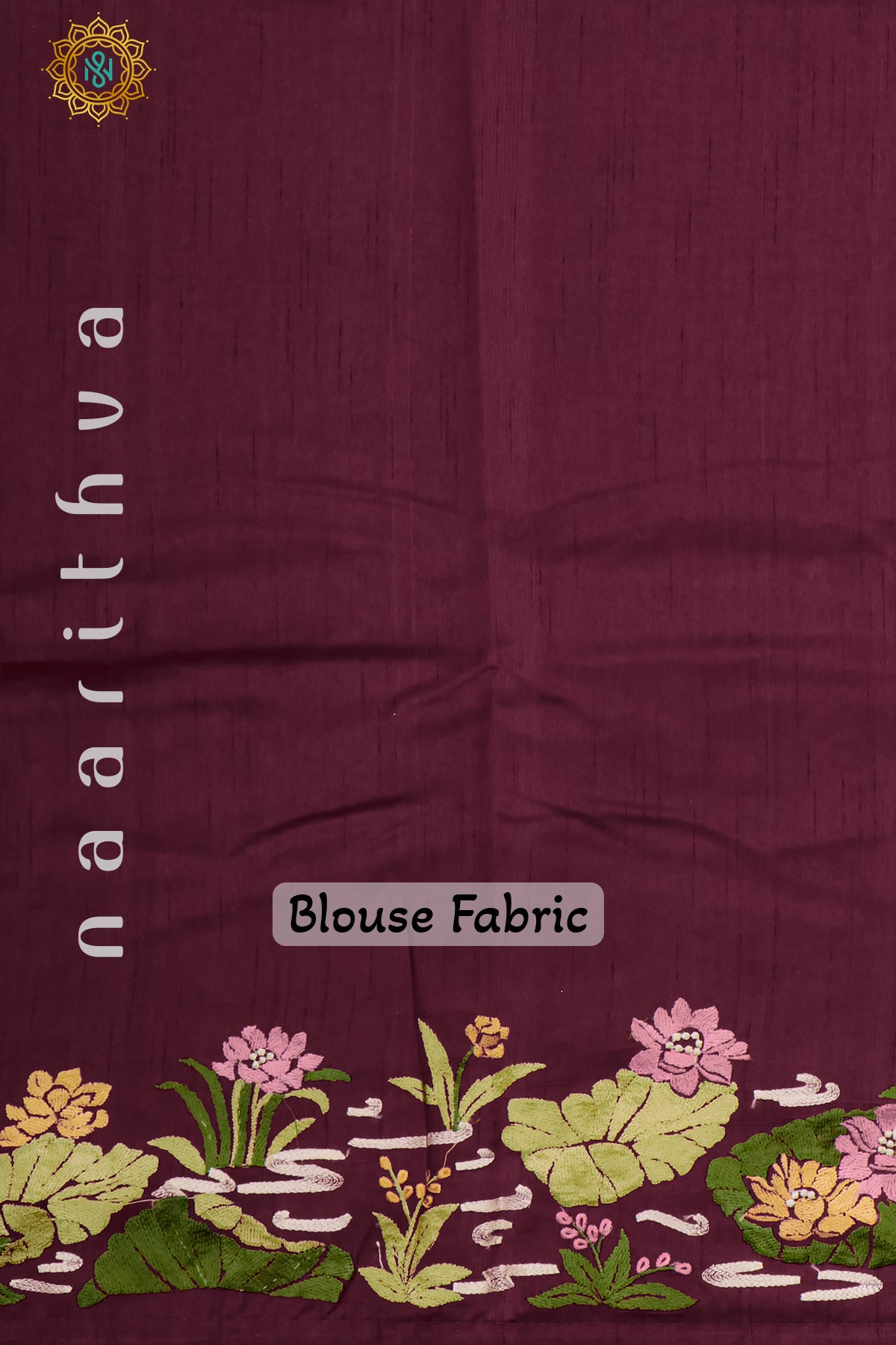 WINE - SEMI TUSSAR SILK WITH EMBROIDERY