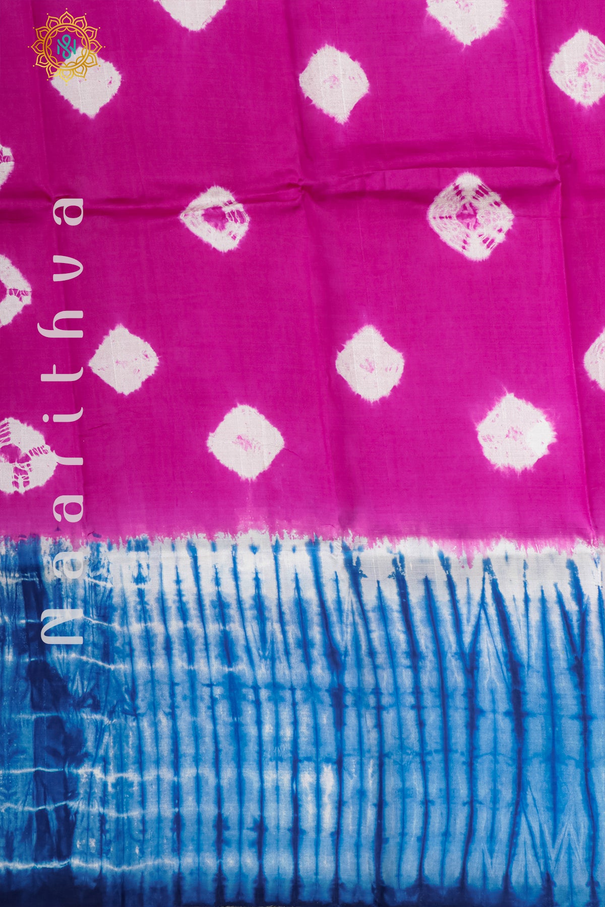 PINK WITH BLUE - PURE MULBERRY SILK WITH DIGITAL PRINT