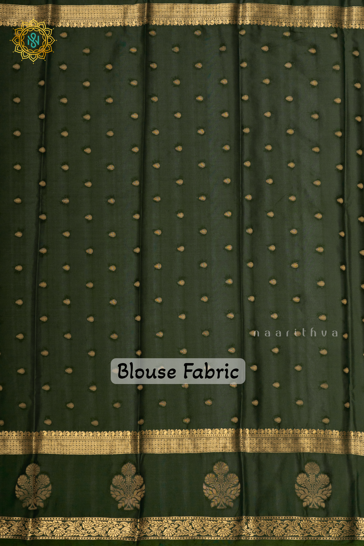 PEACH WITH BOTTLE GREEN - SEMI MYSORE CREPE SILK
