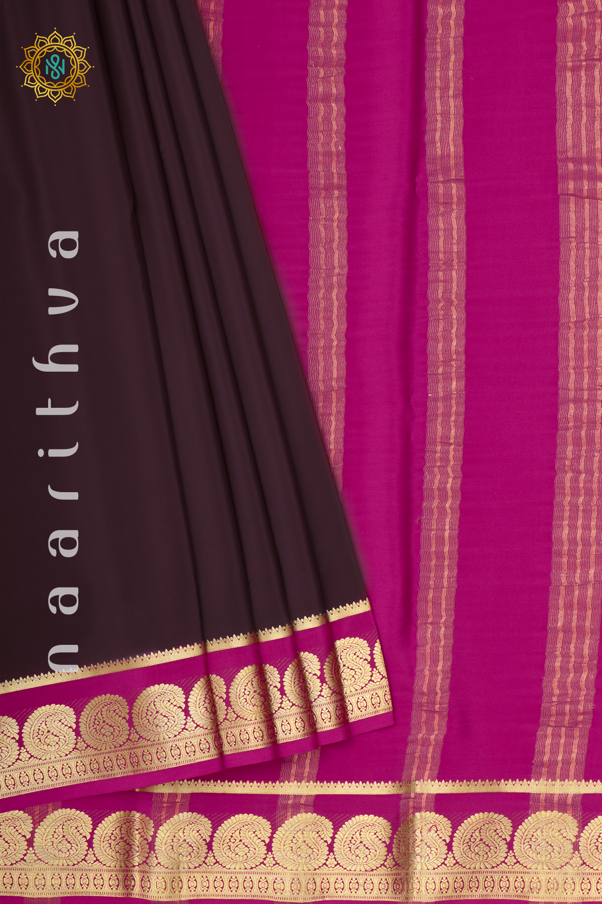 WINE WITH PINK - PURE MYSORE CREPE SILK