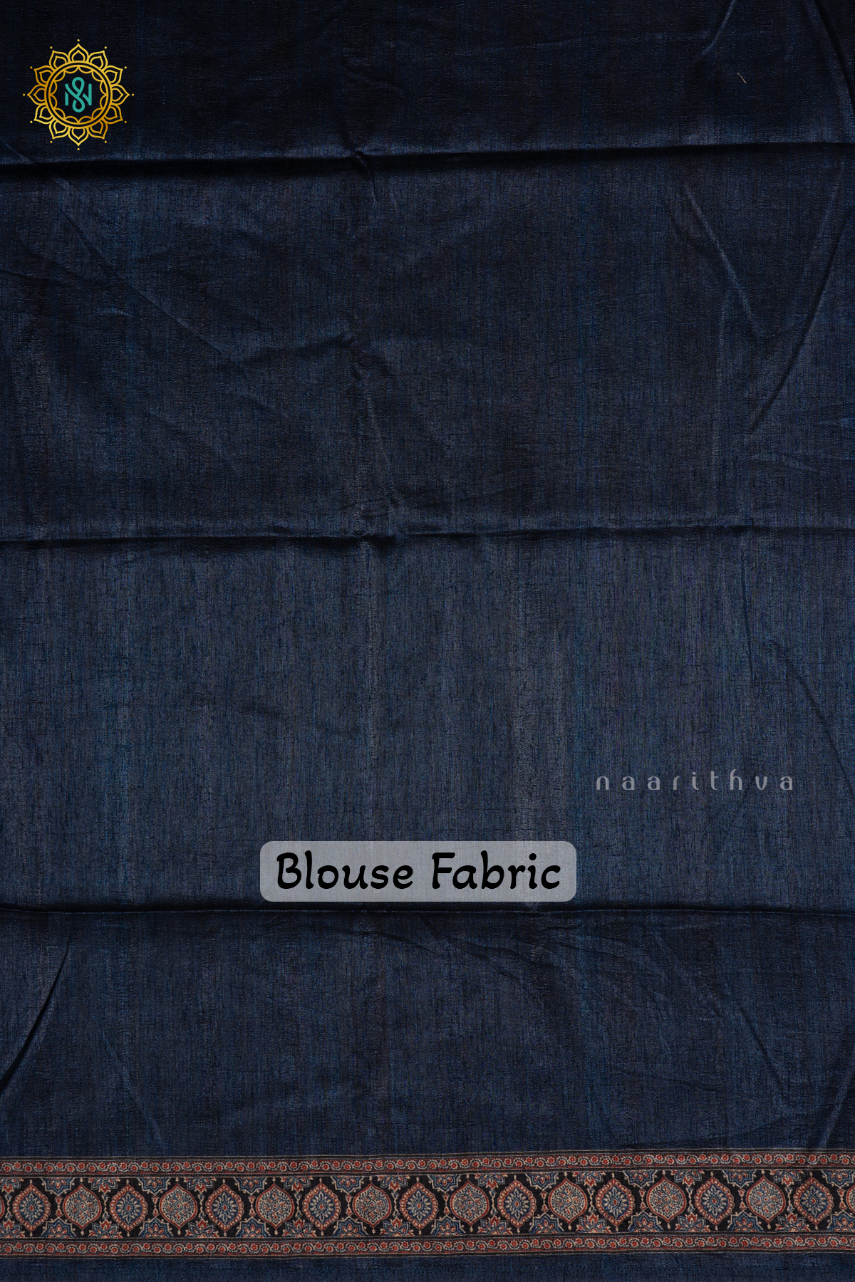 BLUE - SEMI TUSSAR SILK WITH PRINTED BODY AND AJRAKH PRINTED PALLU
