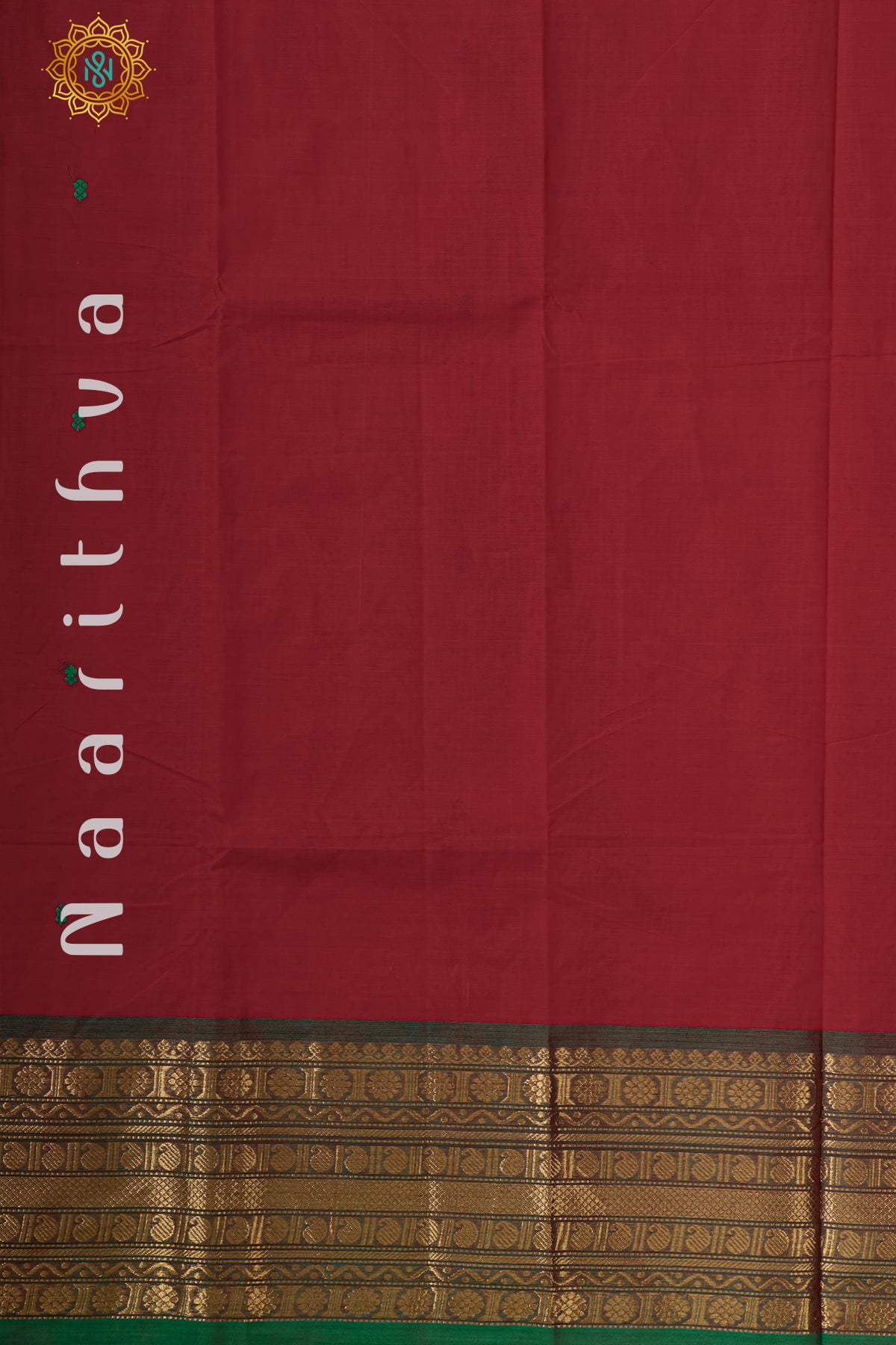 RED WITH GREEN - CHETTINAD COTTON