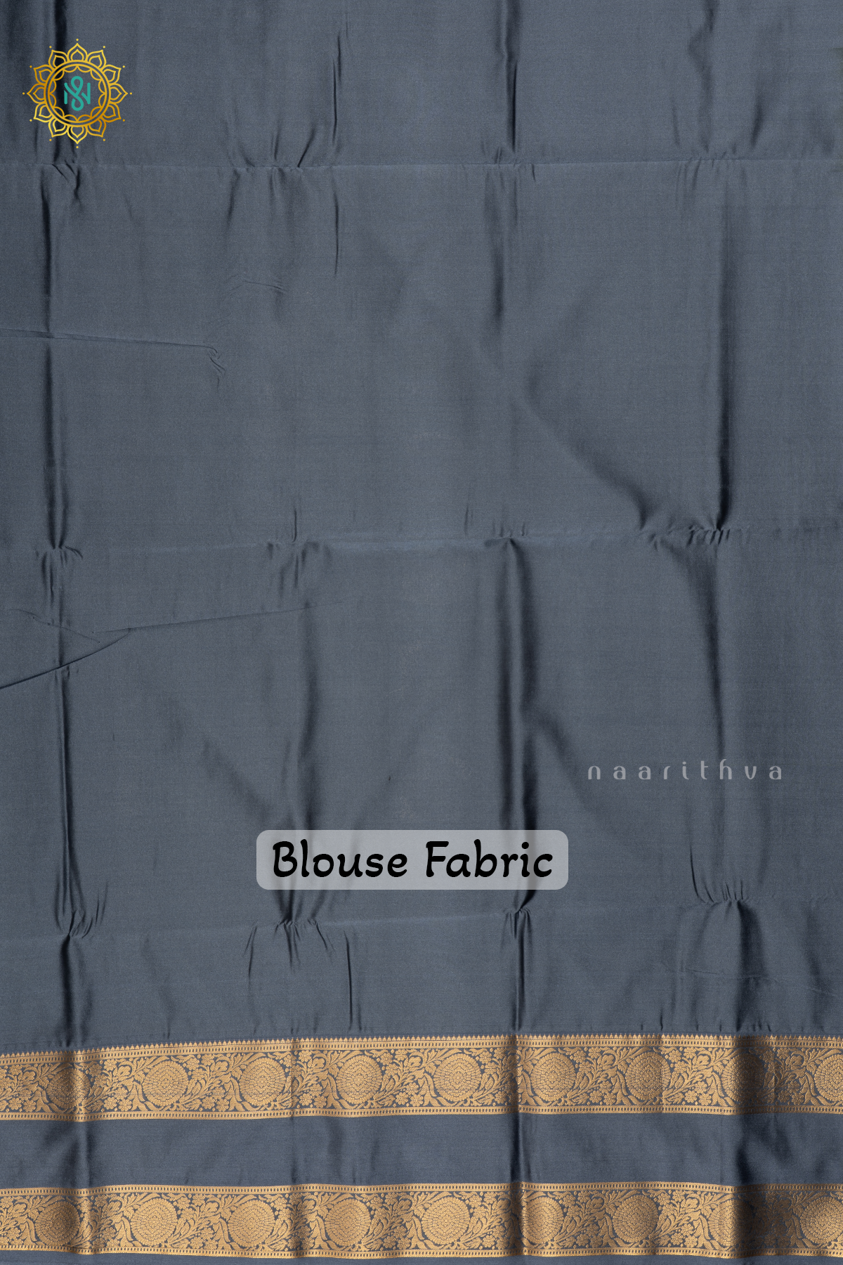 GREEN WITH GREYISH BLUE - SEMI SOFT SILK SAREE ALLOVER ZARI BUTTAS AND CONTRAST GAP BORDER