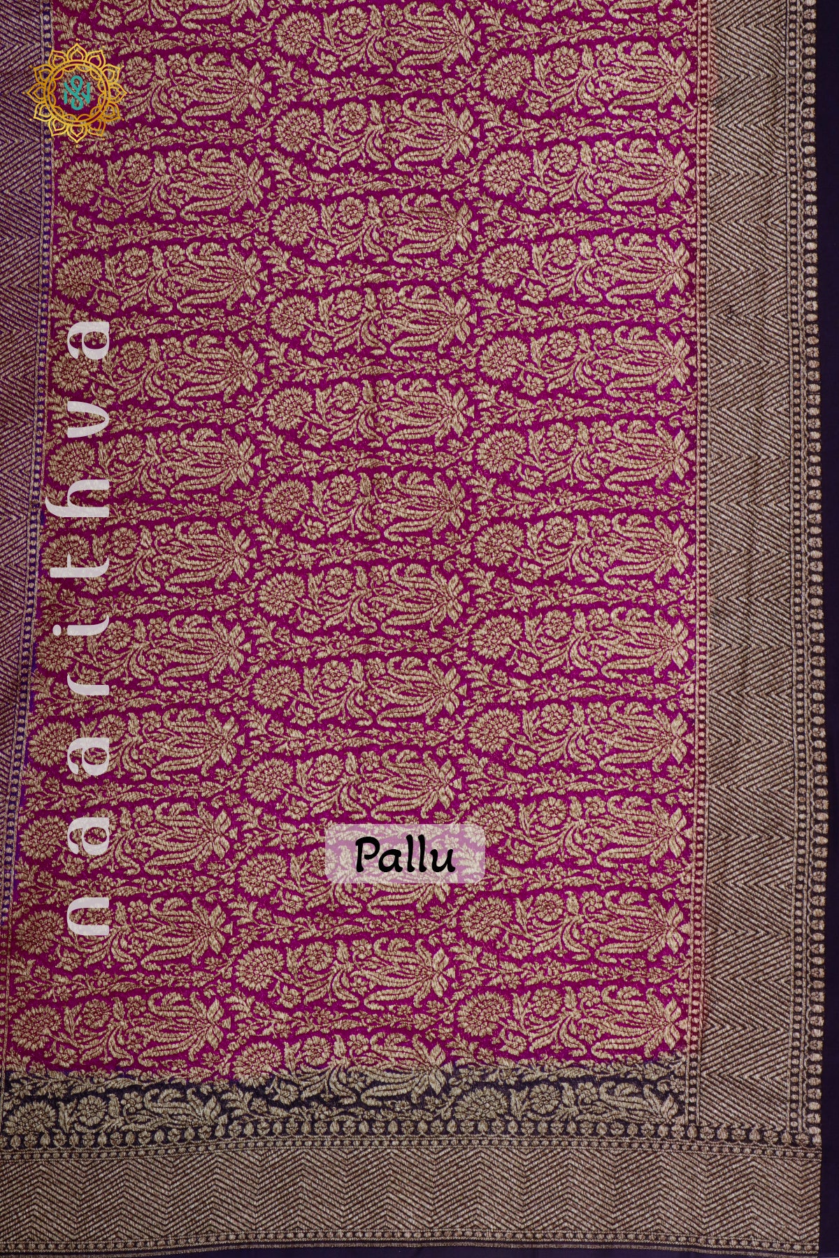 RED WITH PURPLE, PINK & NAVY BLUE - PURE HANDLOOM KHADDI GEORGETTE BANARAS