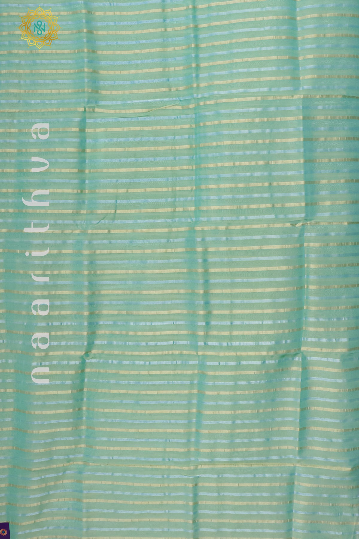 AQUA GREEN WITH NAVY BLUE - TISSUE ORGANZA