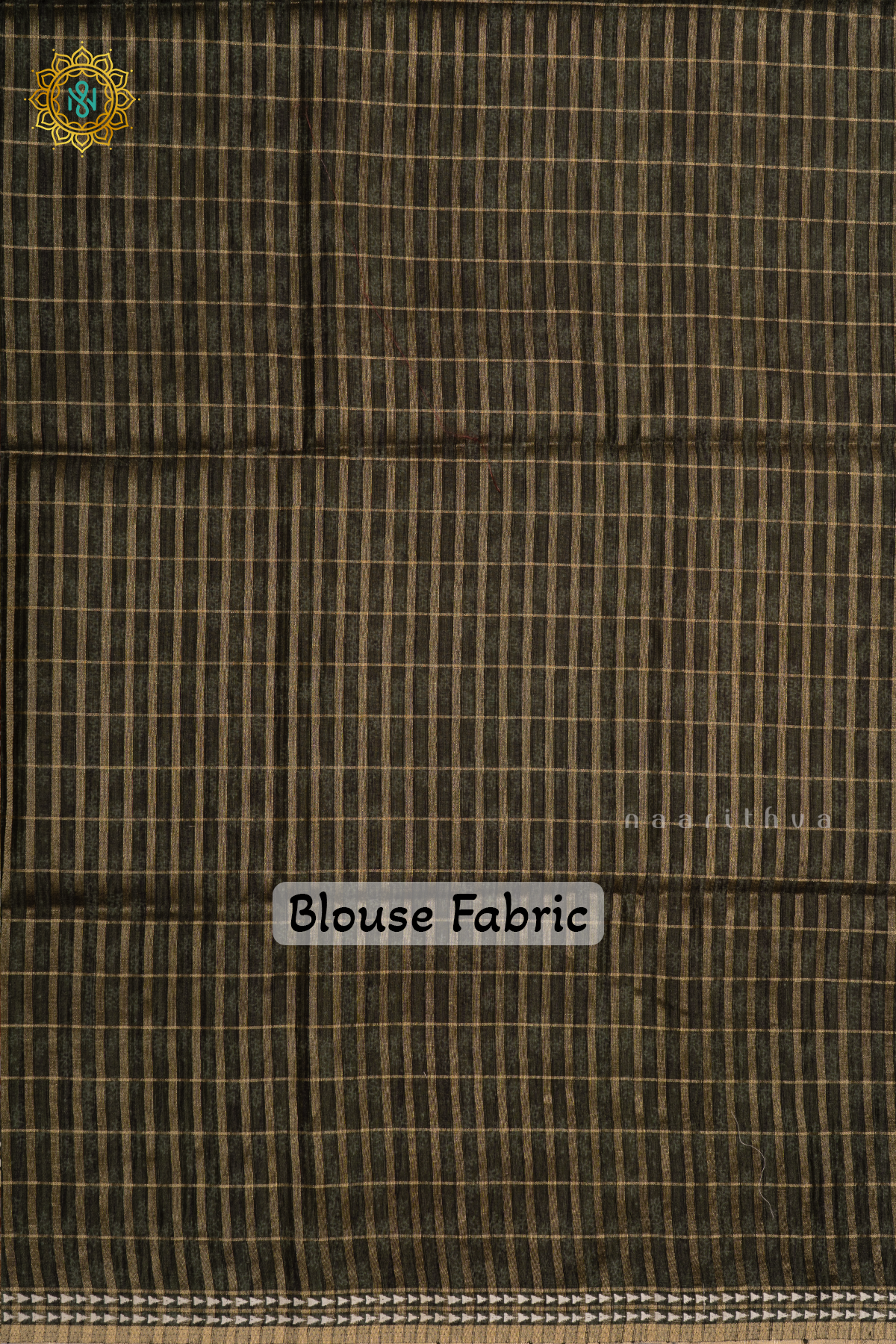 GREEN - KOTHA TUSSAR SAREE WITH PRINTED AND ZARI CHECKS BODY,  THREAD WOVEN BORDER