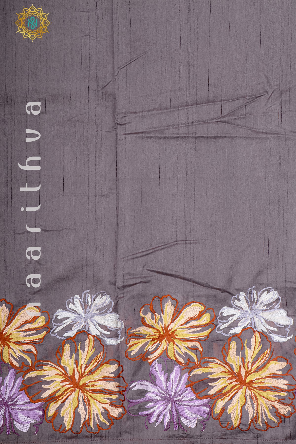 GREY - SEMI TUSSAR SILK WITH EMBROIDERY