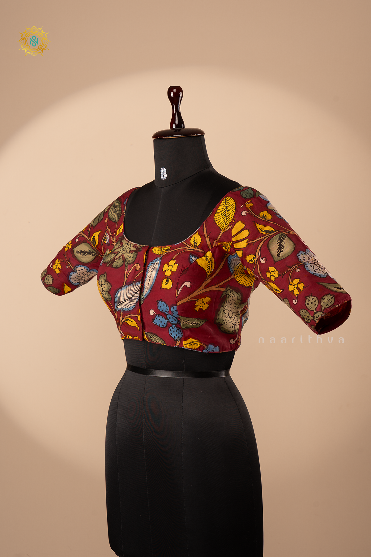 MAROOON - HAND PAINTED PEN KALAMKARI READYMADE BLOUSE