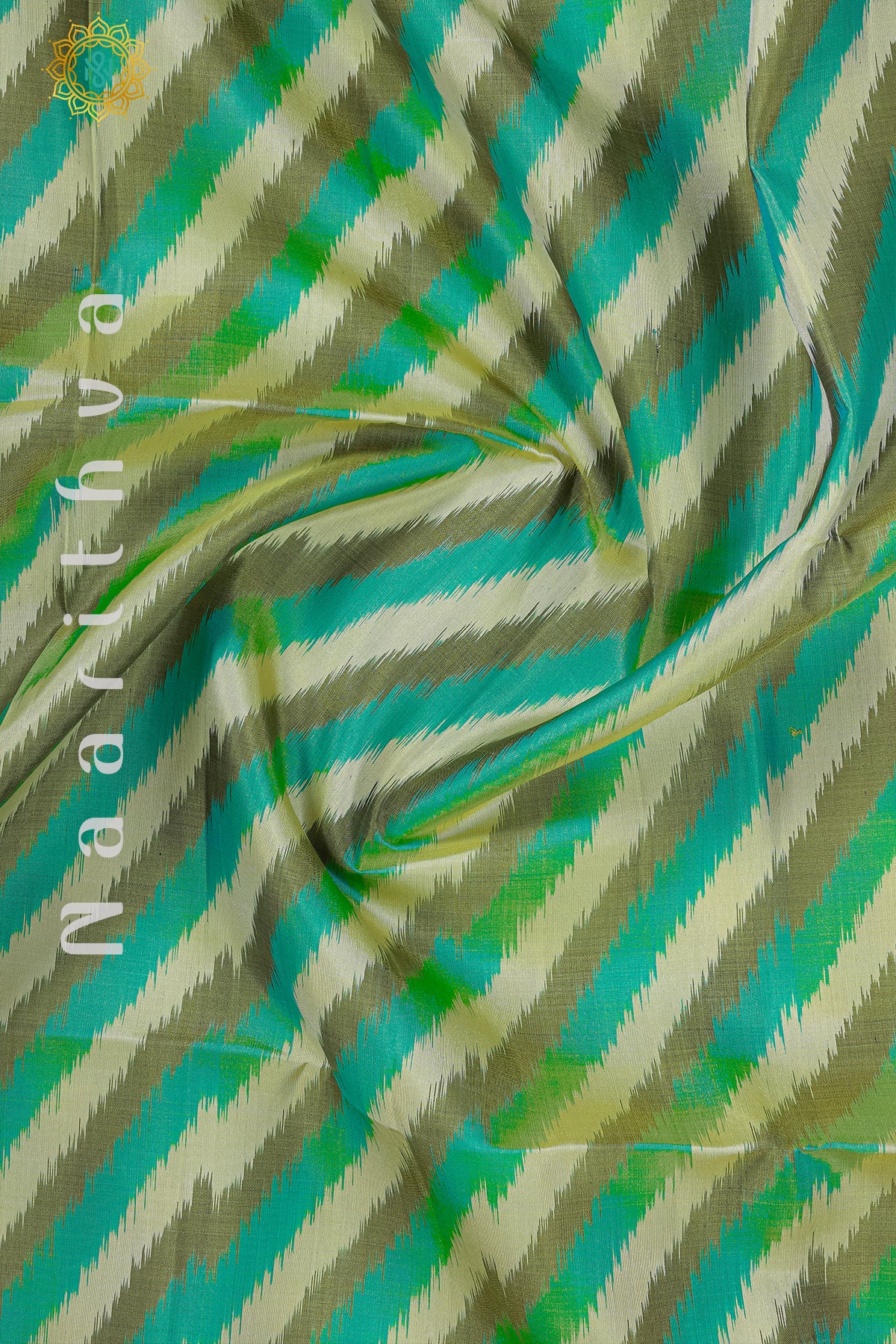GREEN WITH WINE - PURE IKAT SOFT SILK