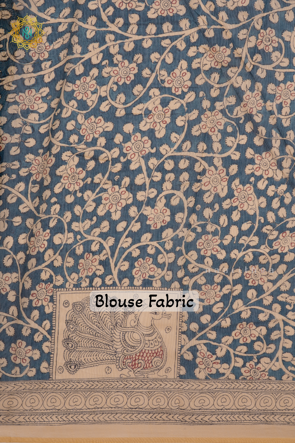 BROWN WITH BLUE AND OFF WHITE - LINEN BY COTTON