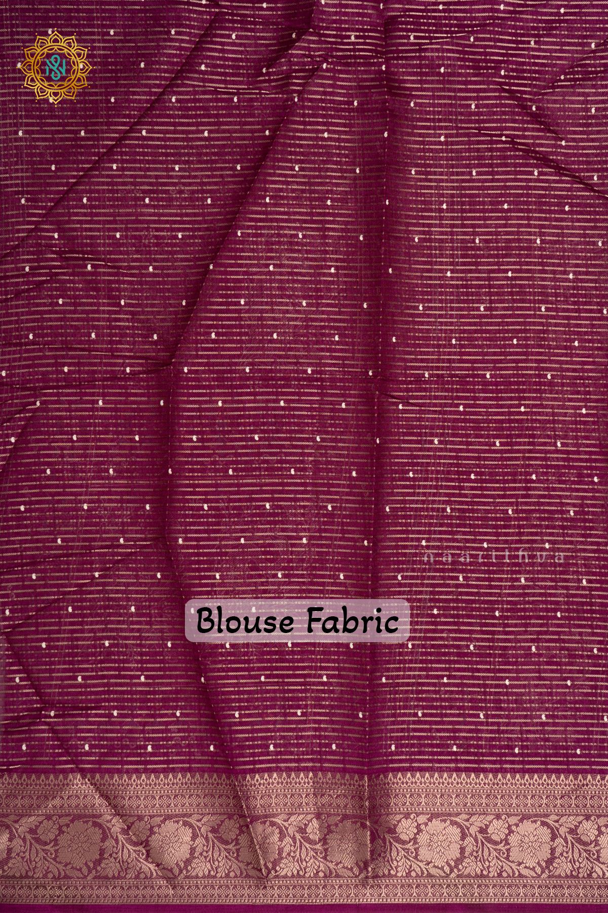 Wine Dola Silk Saree With Allover Printed Buttas And Zari Stripes With Zari Border