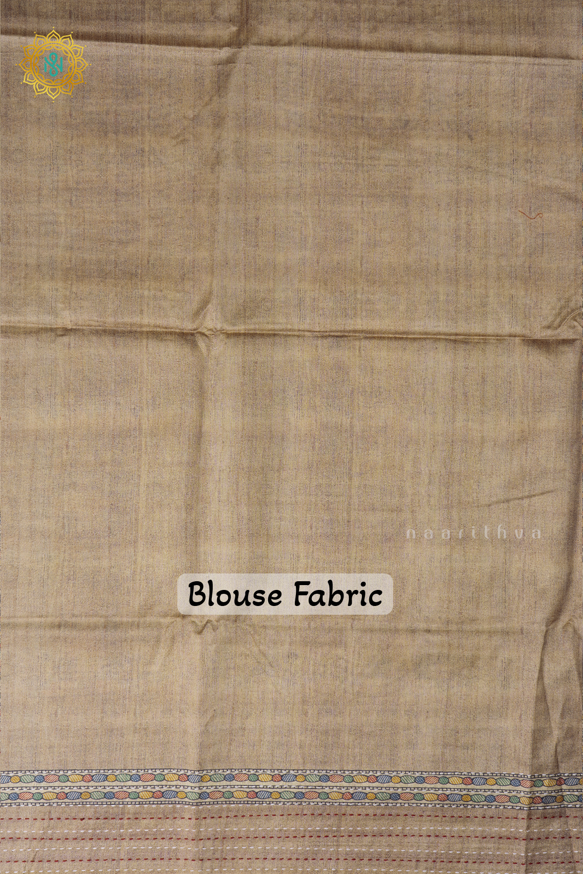 Off White With Beige Semi Tussar Silk Saree with Madhubani Print Pallu & Blouse