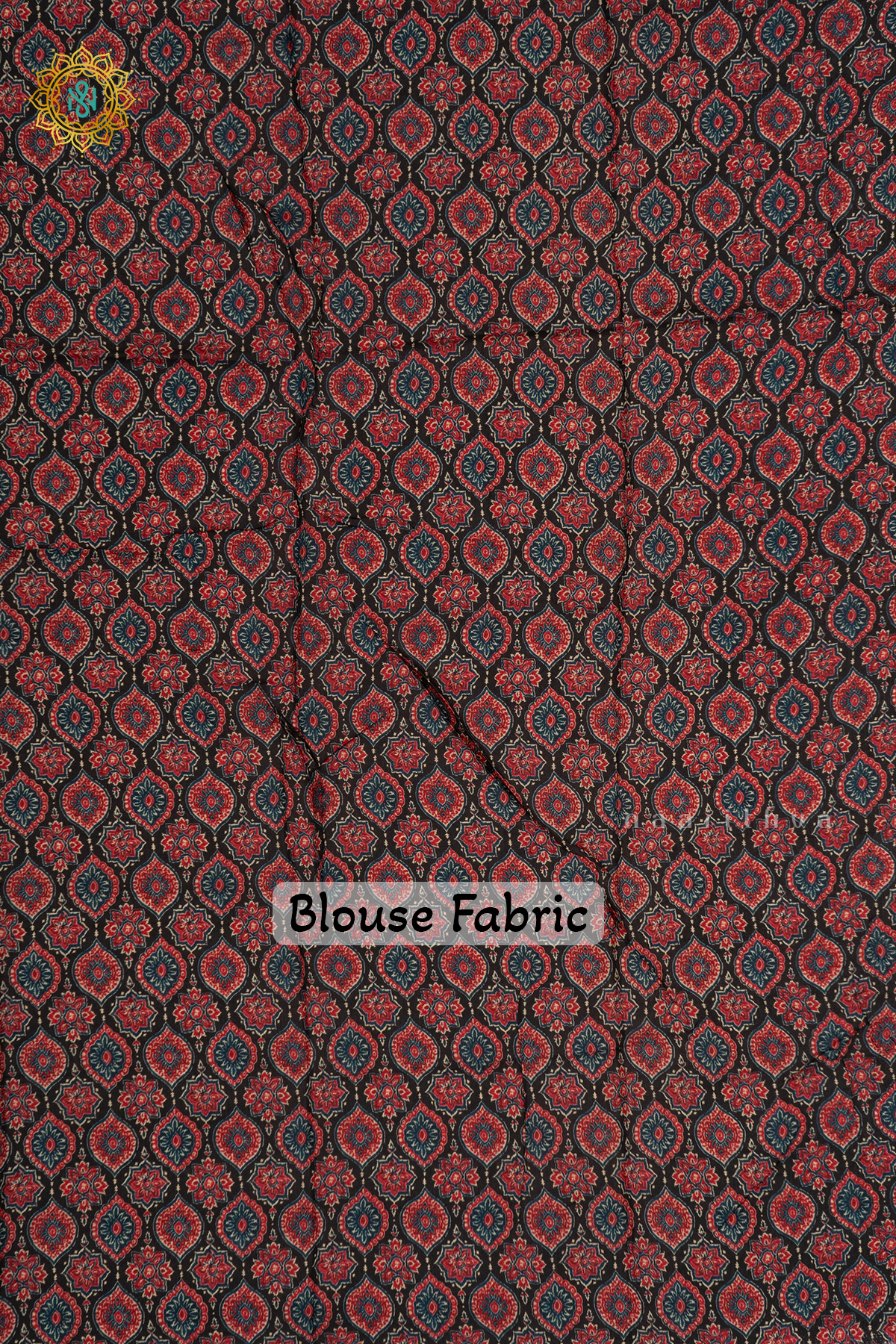 BLACK WITH RED - SEMI CREPE SILK