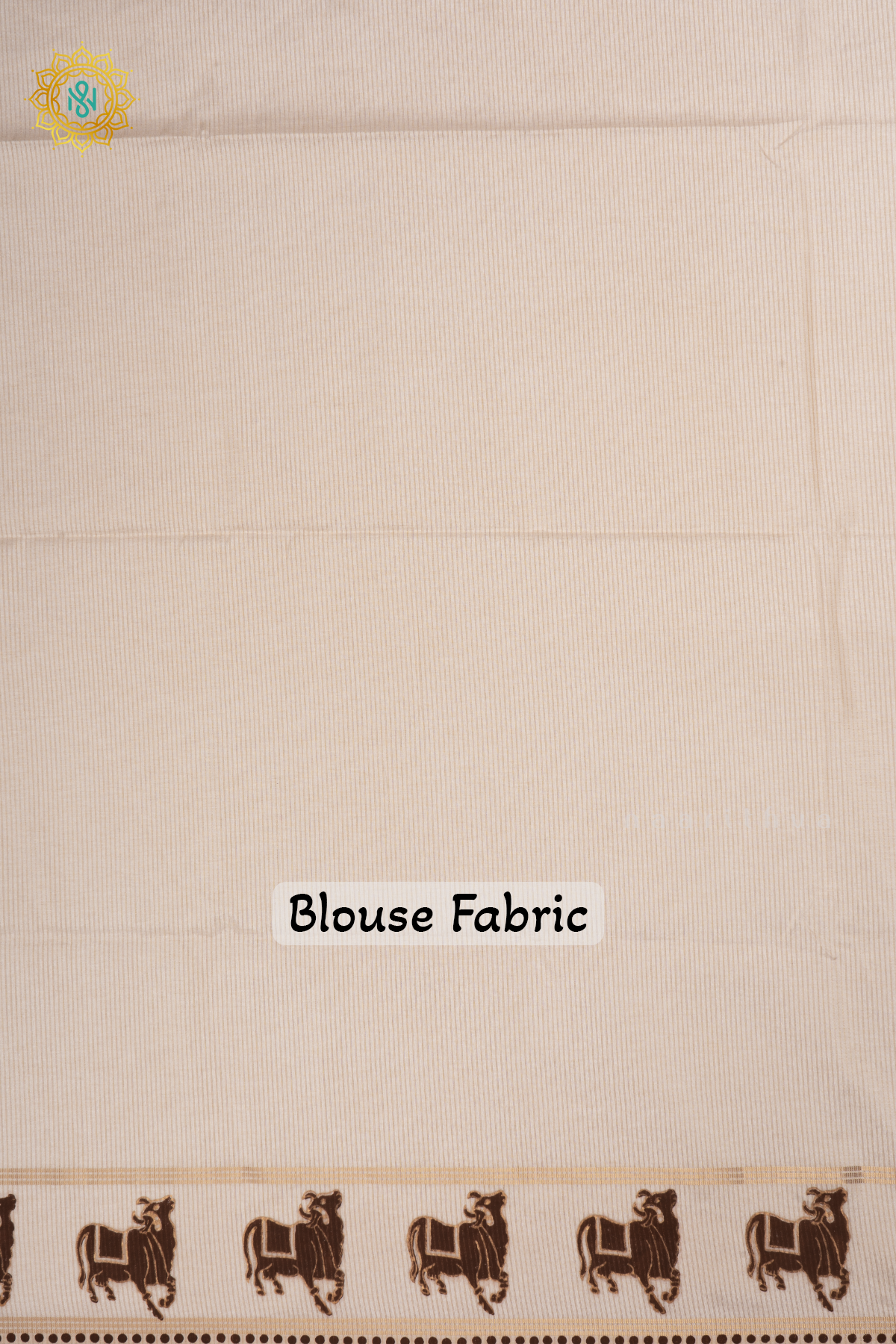 White With Brown Semi Raw Silk Saree With Zari Buttas On The Body And Pichwai Printed Border