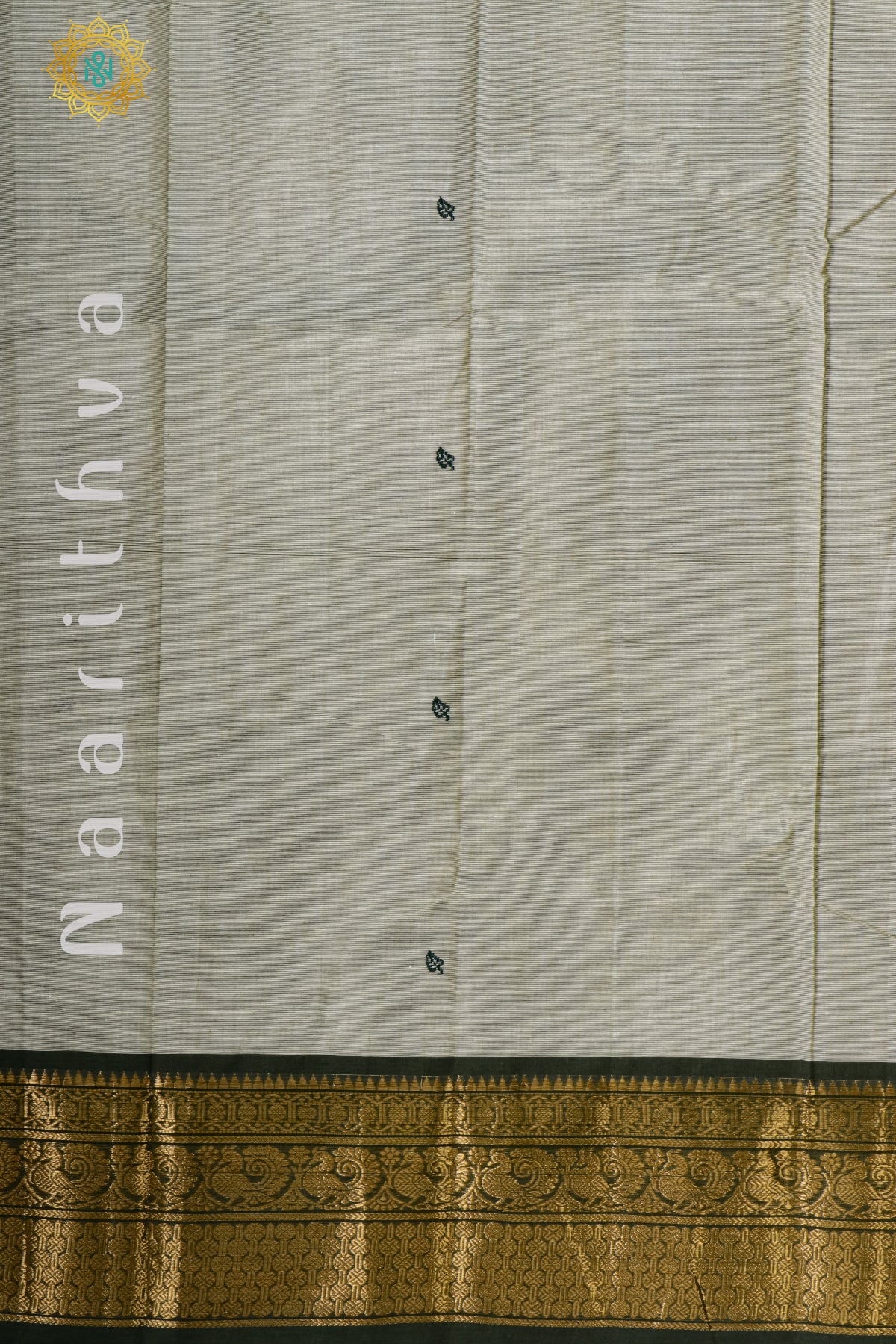 PALE GREEN WITH DARK GREEN - CHETTINAD COTTON