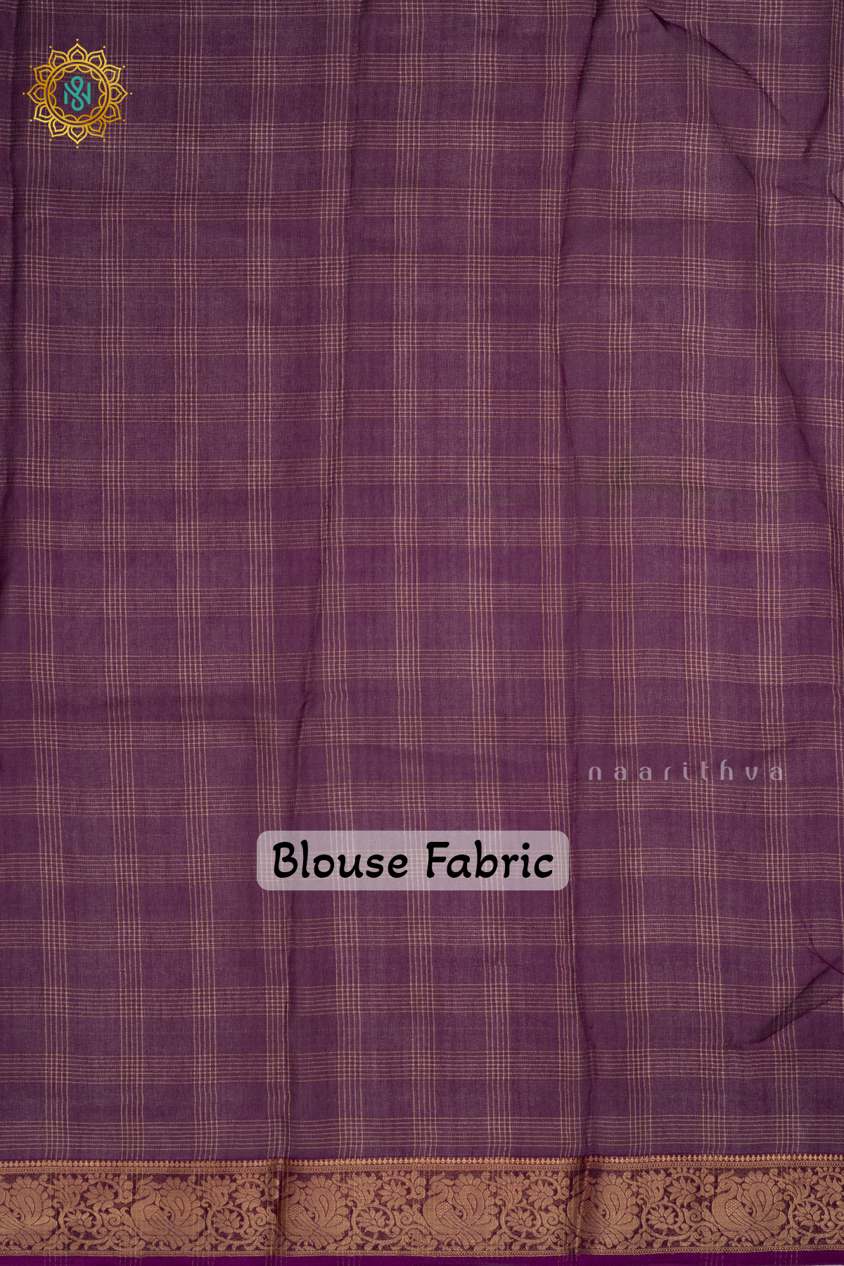 Wine Semi Georgette Saree With Zari Checks Body, Printed Buttas And Zari Border