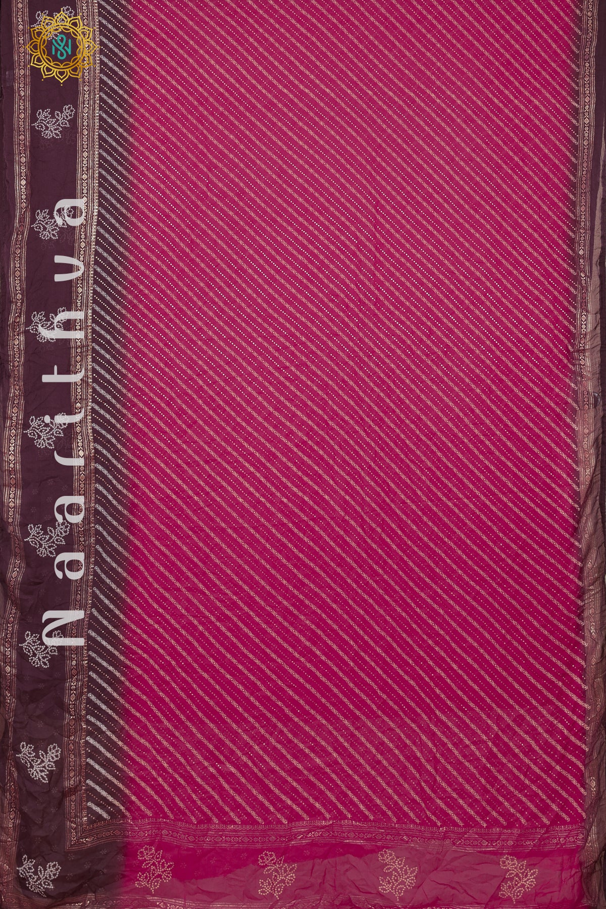 PINK WITH WINE - CRUSHED CHIFFON WITH FOIL PRINT
