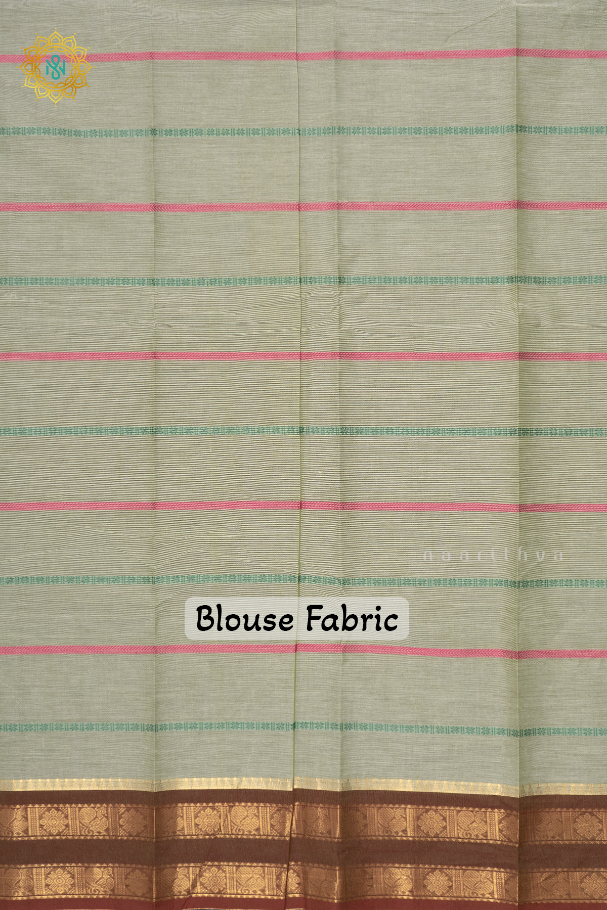 SAGE GREEN WITH BROWN - CHETTINAD COTTON