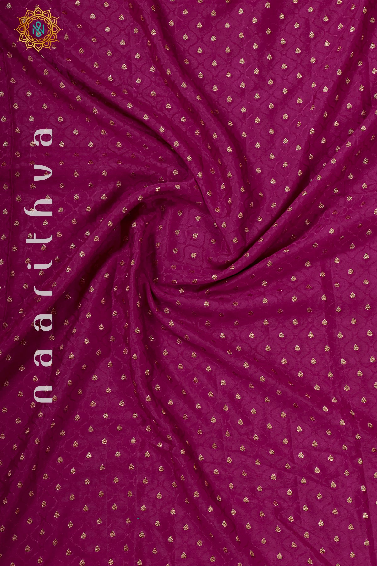 PINK WITH BLUE - PURE BANARASI CREPE SILK