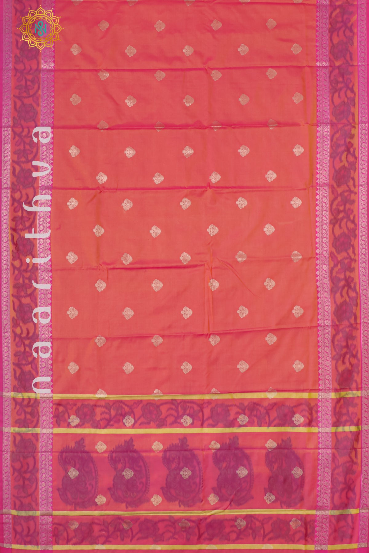 PINKISH ORANGE WITH PINK - SEMI KANCHI