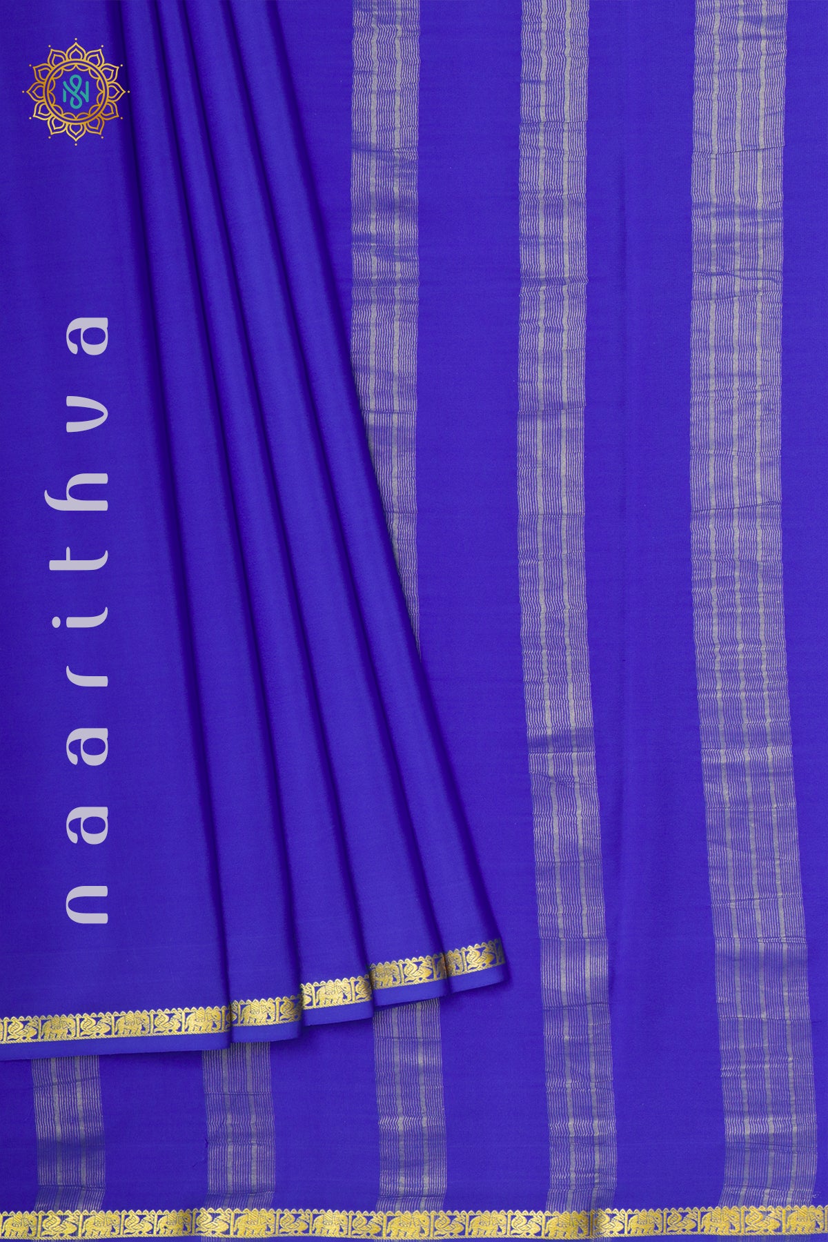 ROYAL BLUE - PURE MYSORE CREPE SILK