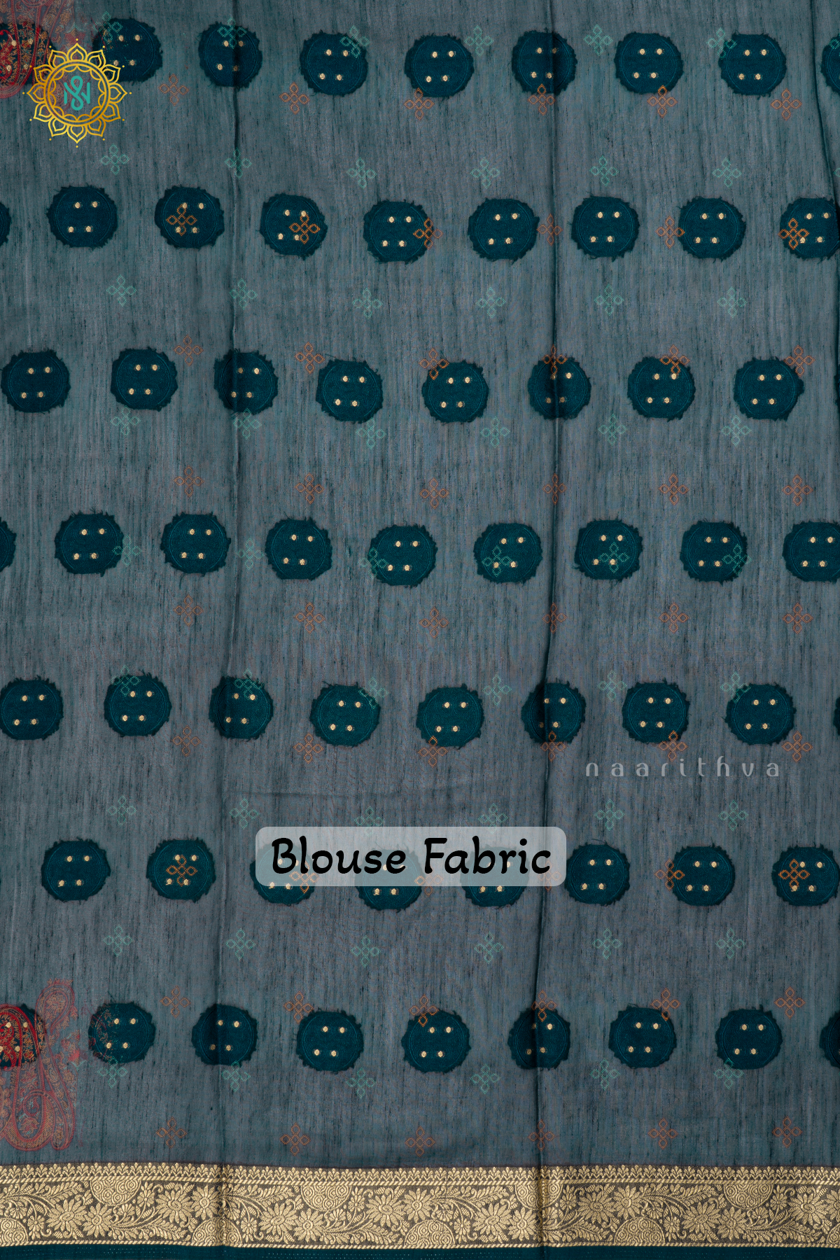 PEACOCK BLUE - SEMI GEORGETTE PRINTED BODY WITH ZARI BORDER