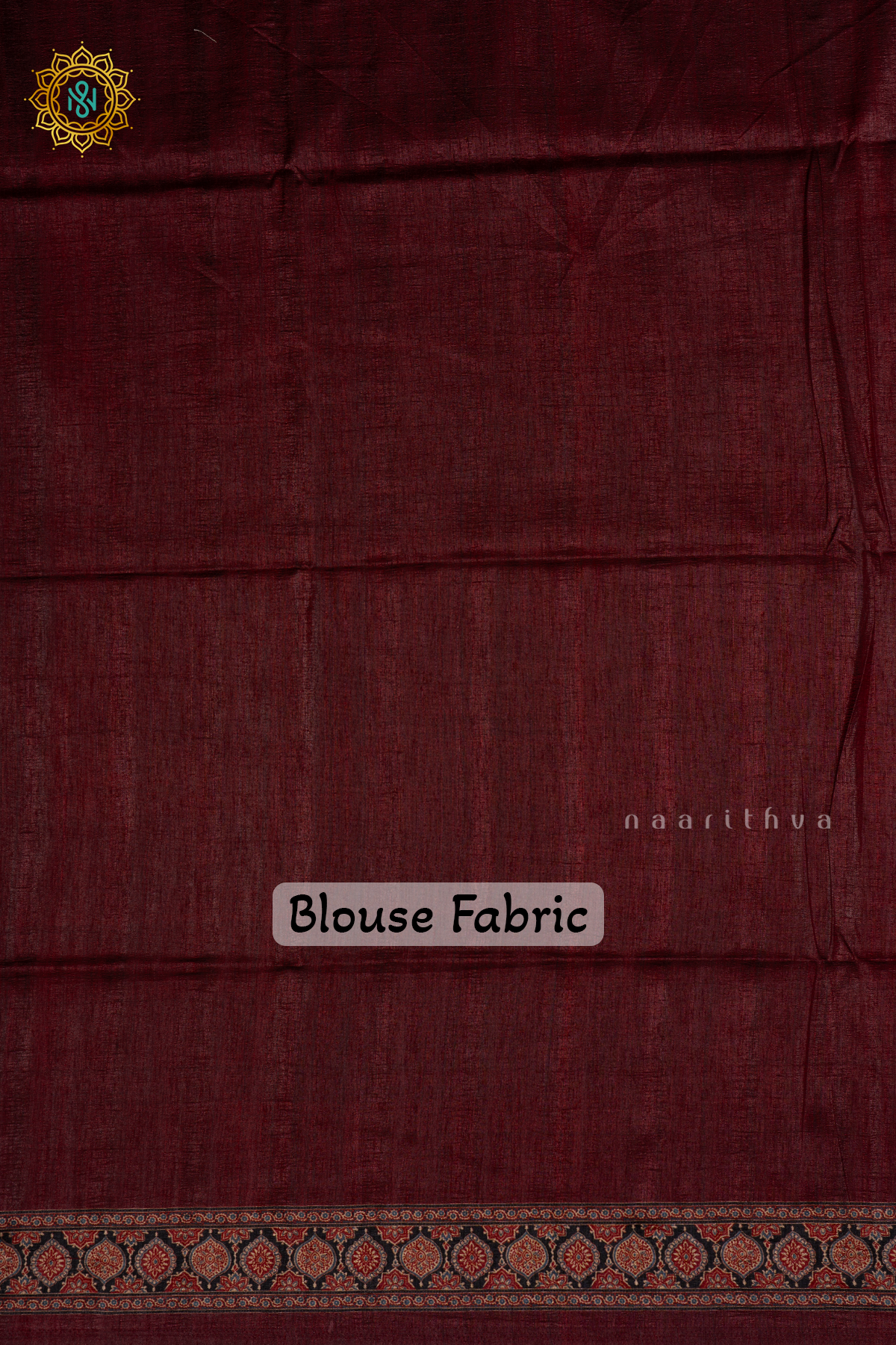 RED - SEMI TUSSAR SILK WITH PRINTED BODY AND AJRAKH PRINTED PALLU