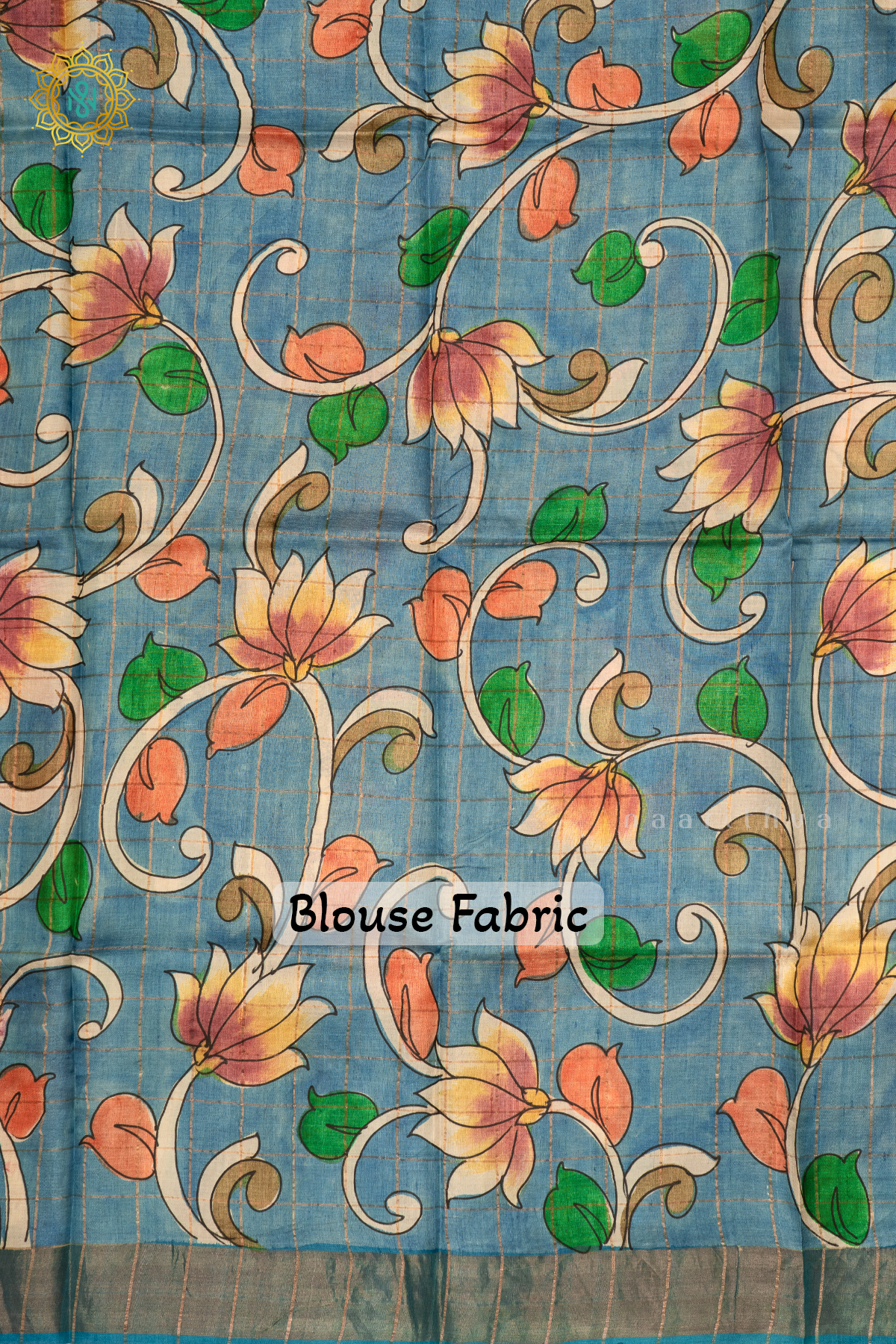 LIGHT YELLOW WITH AQUA BLUE - PURE TUSSAR SILK