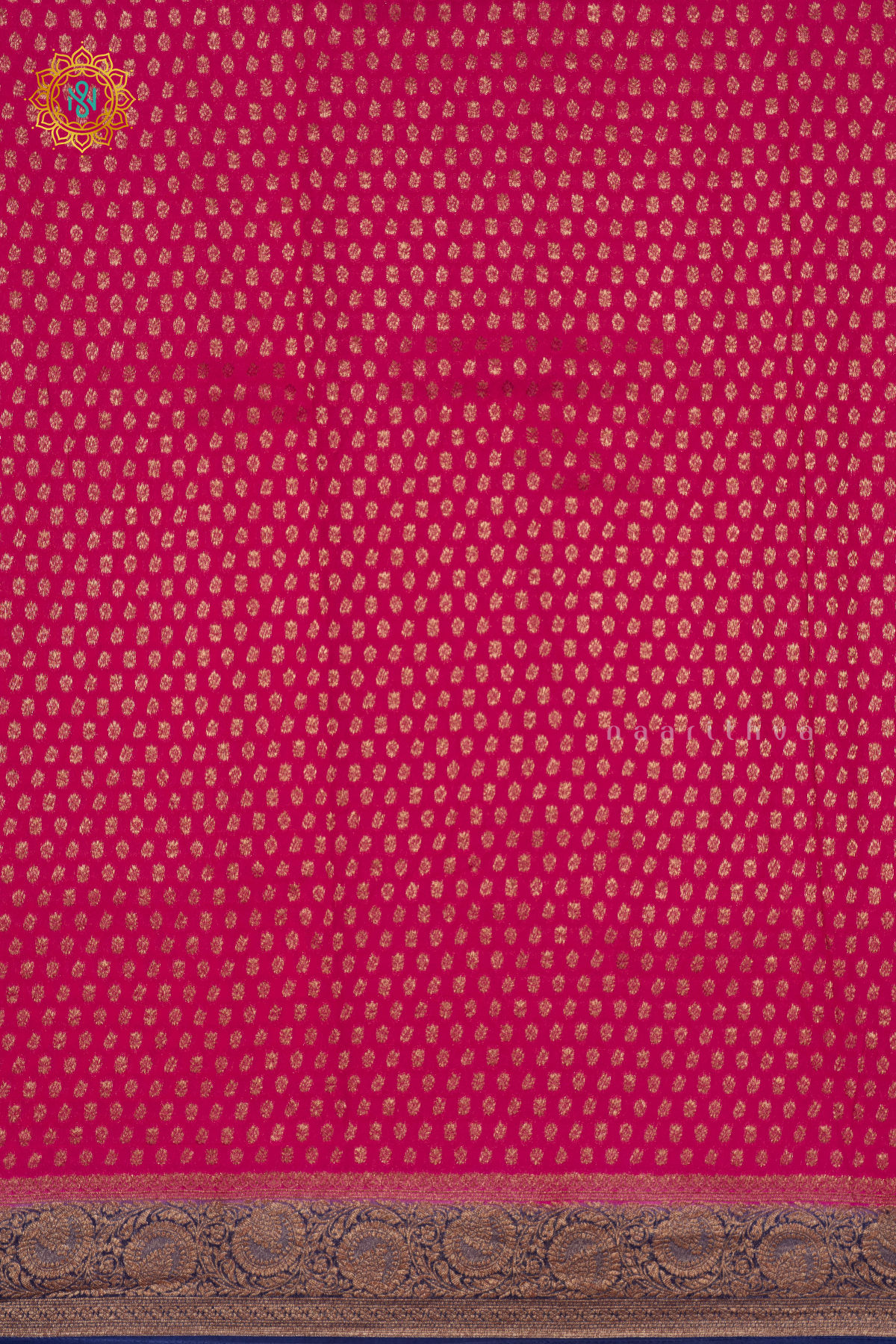 PINK WITH BLUE -  SEMI GEORGETTE