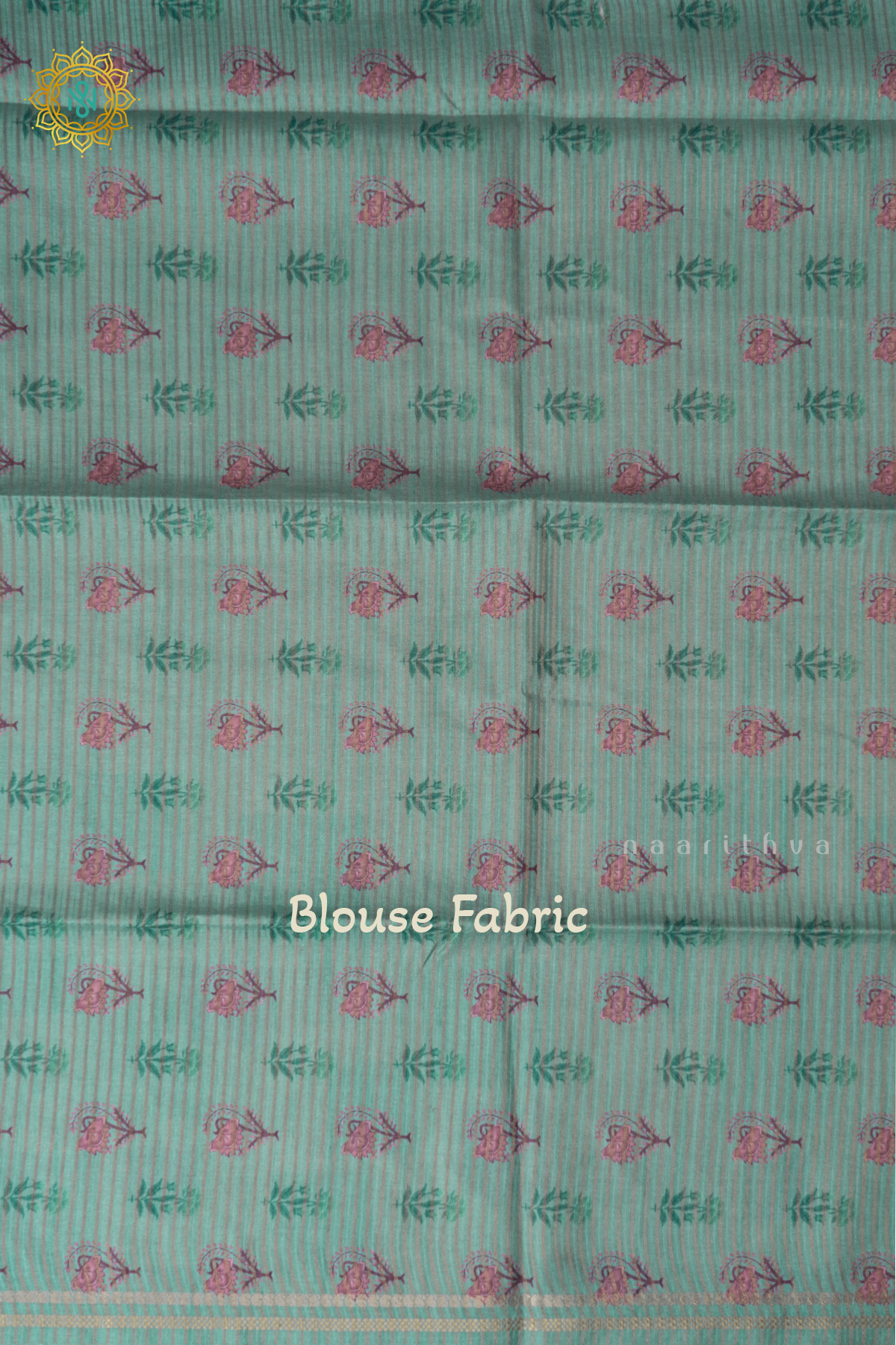 Off White With Aqua Green Semi Tussar Silk Saree With Allover Geometrical Prints On The Body With Contrast Pallu