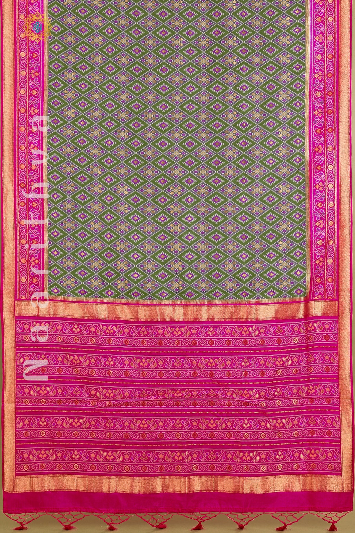 GREEN WITH PINK - SILK MIX PATOLA