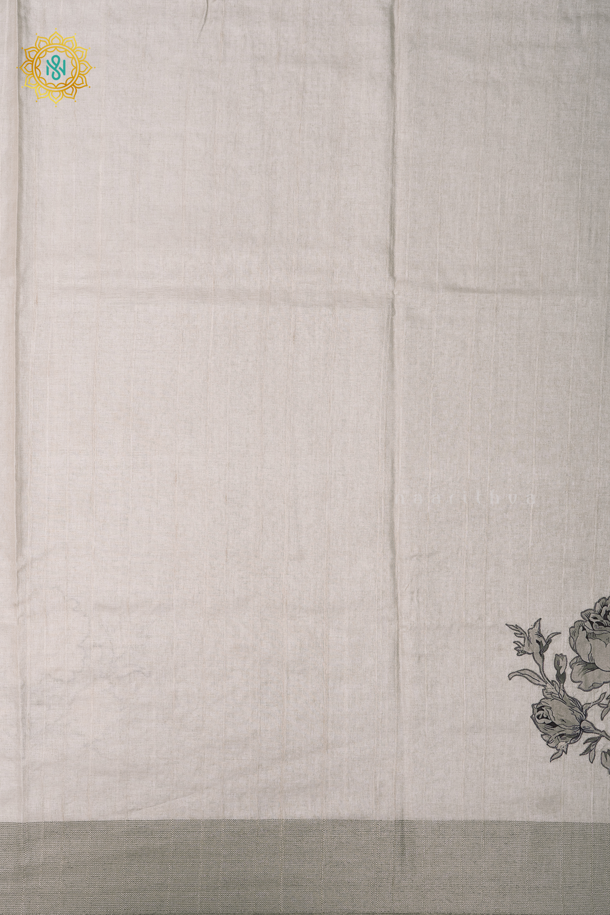WHITE - SEMI TUSSAR WITH APPLIQUE WORK