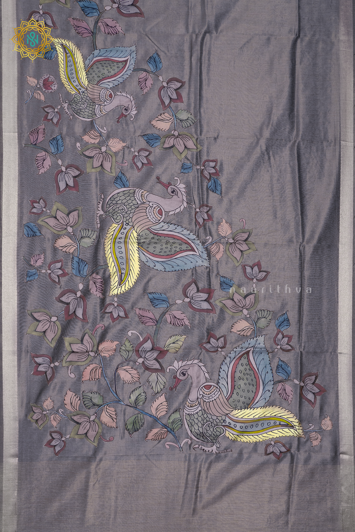 GREY - SEMI TISSUE WITH APPLIQUE WORK