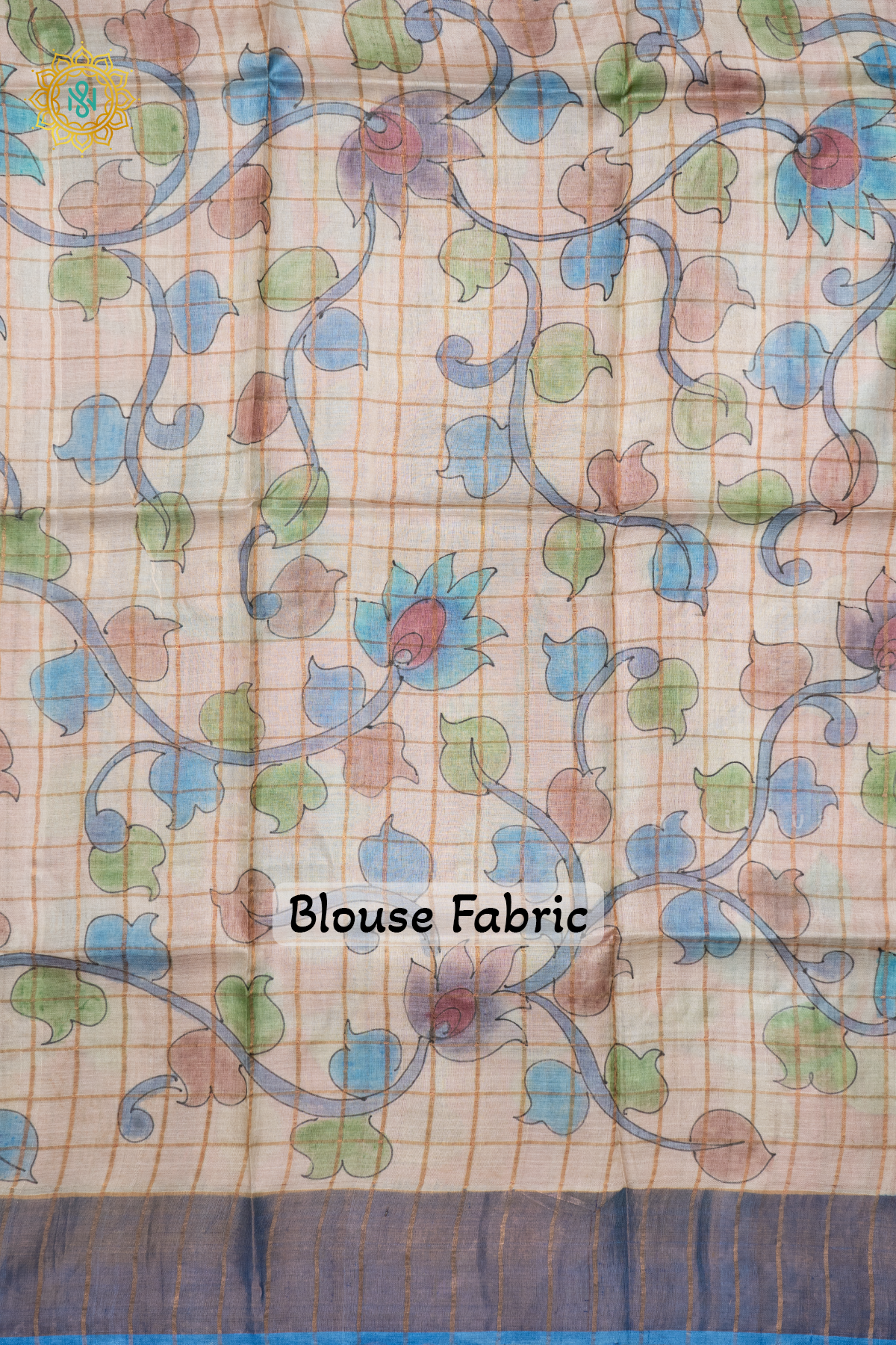 SKY BLUE WITH RED - PURE TUSSAR SILK