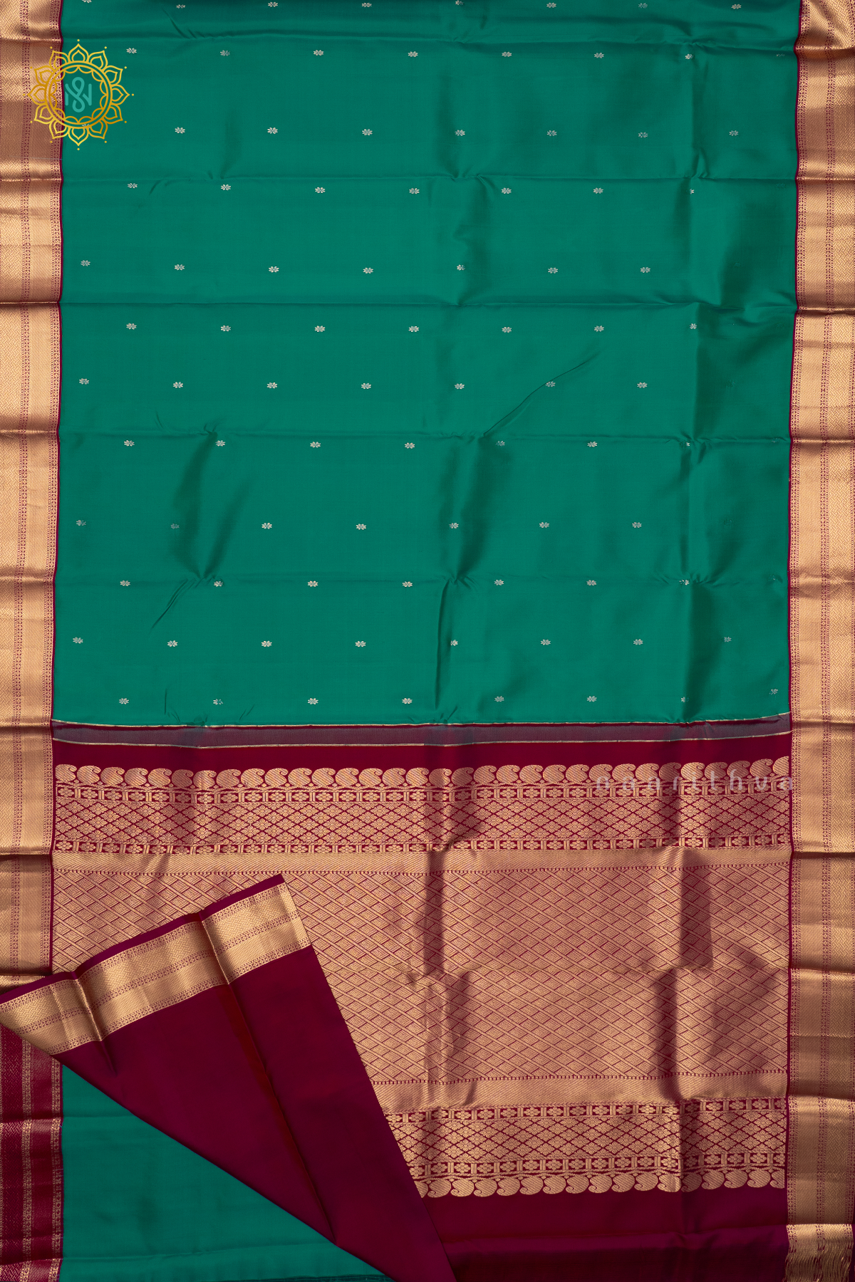 AQUA GREEN WITH MAGENTA - PURE KANJIVARAM SILK