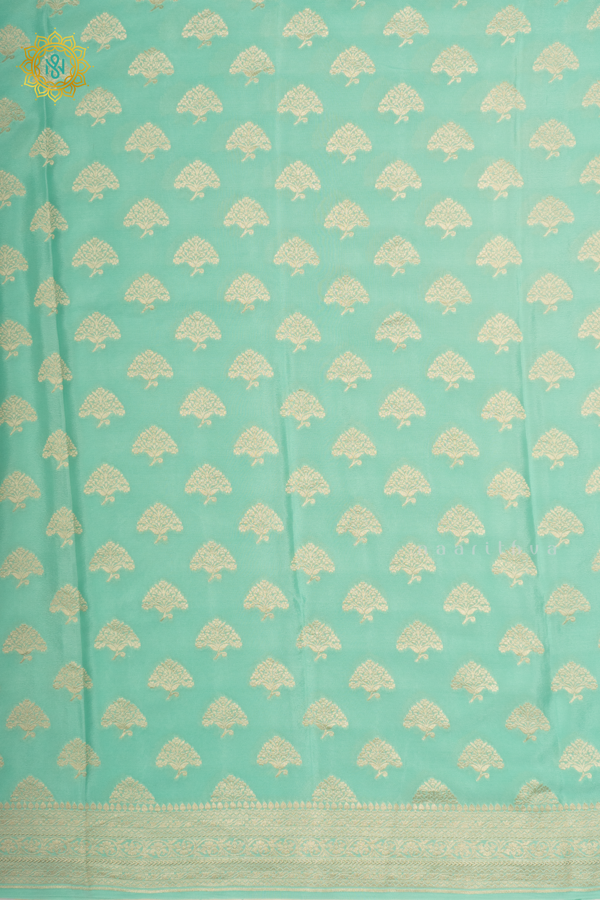 AQUA BLUE - PURE BANARASI CREPE SILK