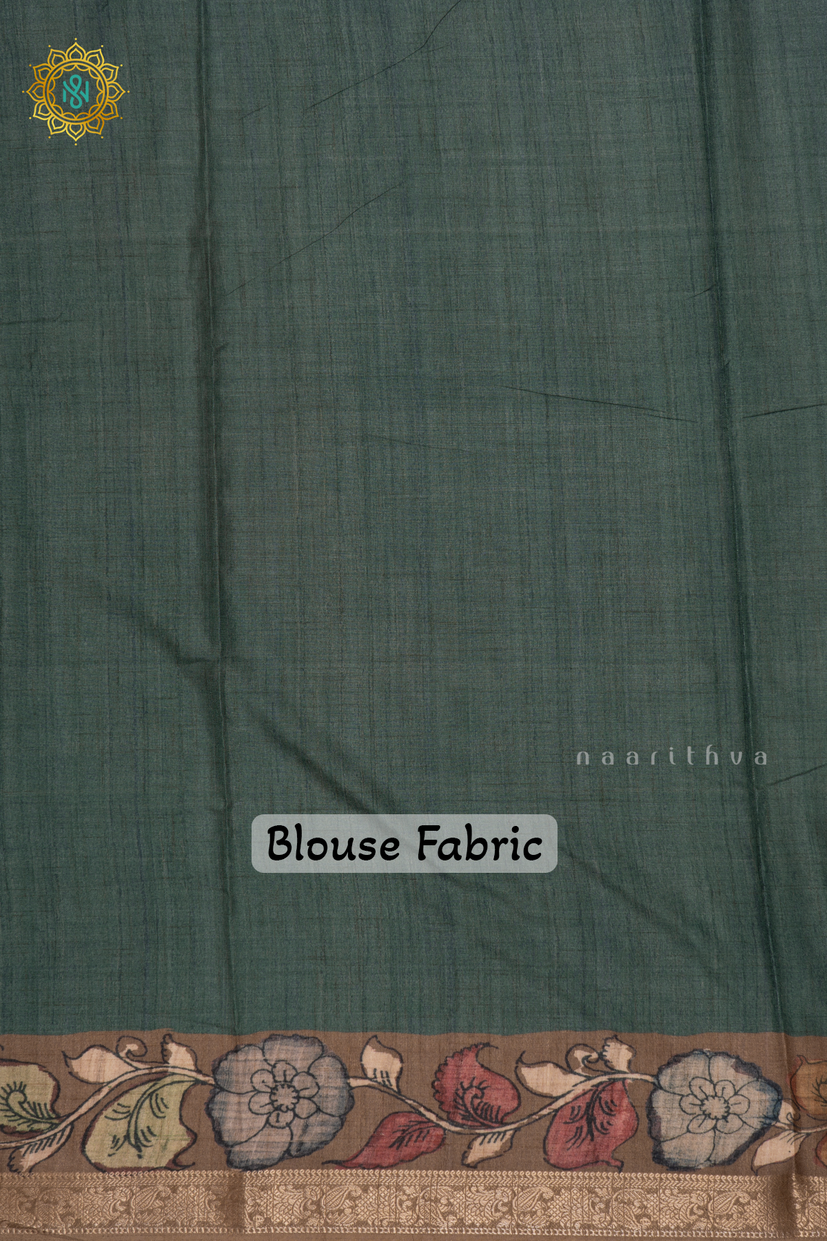 Blue With Light Brown Linen Tussar Saree With Printed Body