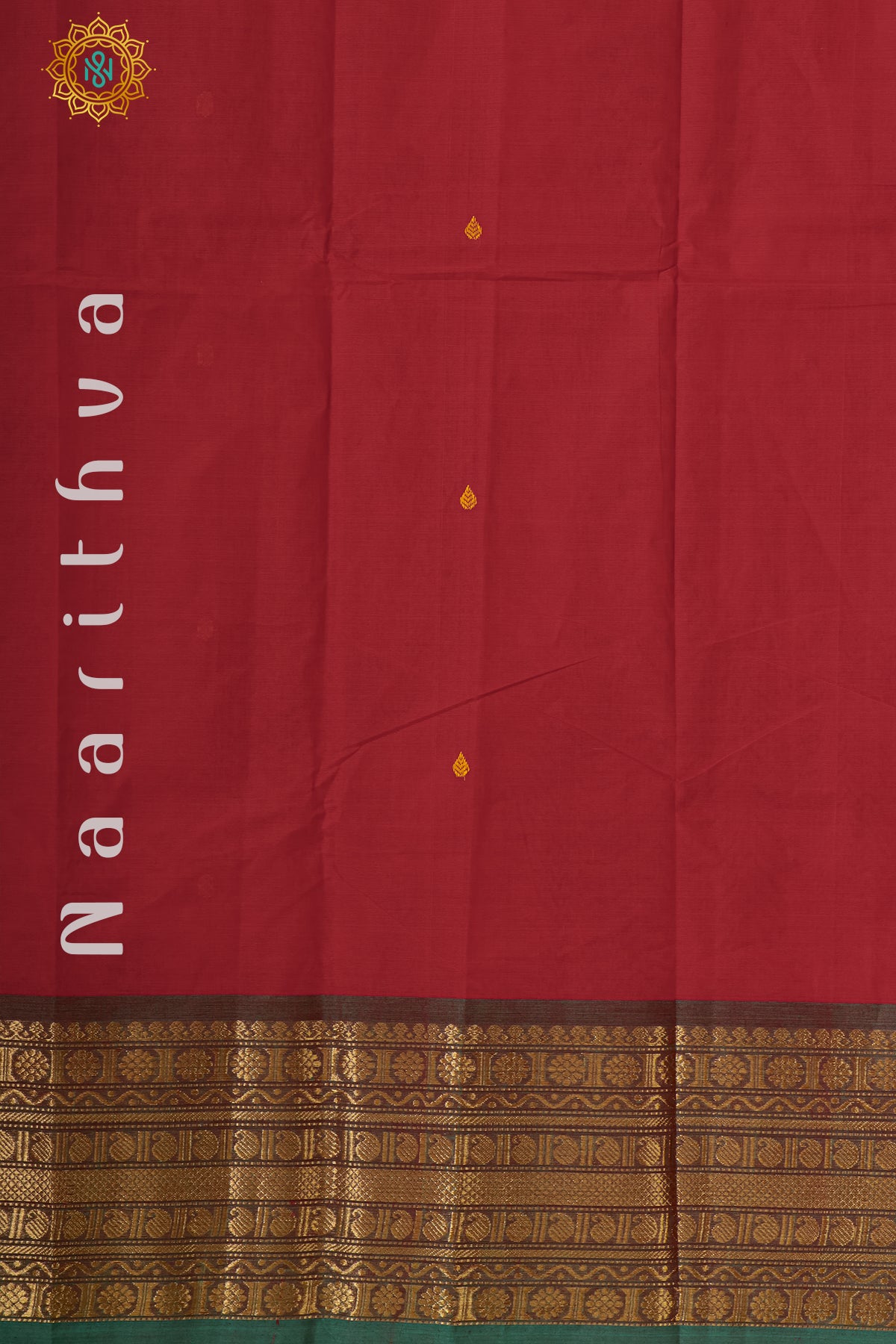 RED WITH GREEN - CHETTINAD COTTON