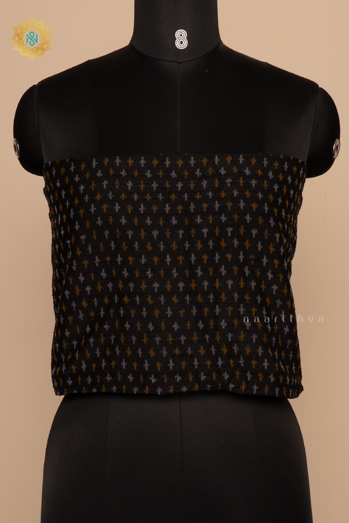 Black - Ikkat Woven Pure Silk Blouse Fabric