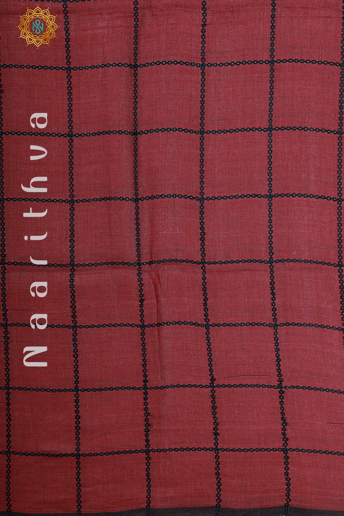 MAROON WITH RED - PURE LINEN