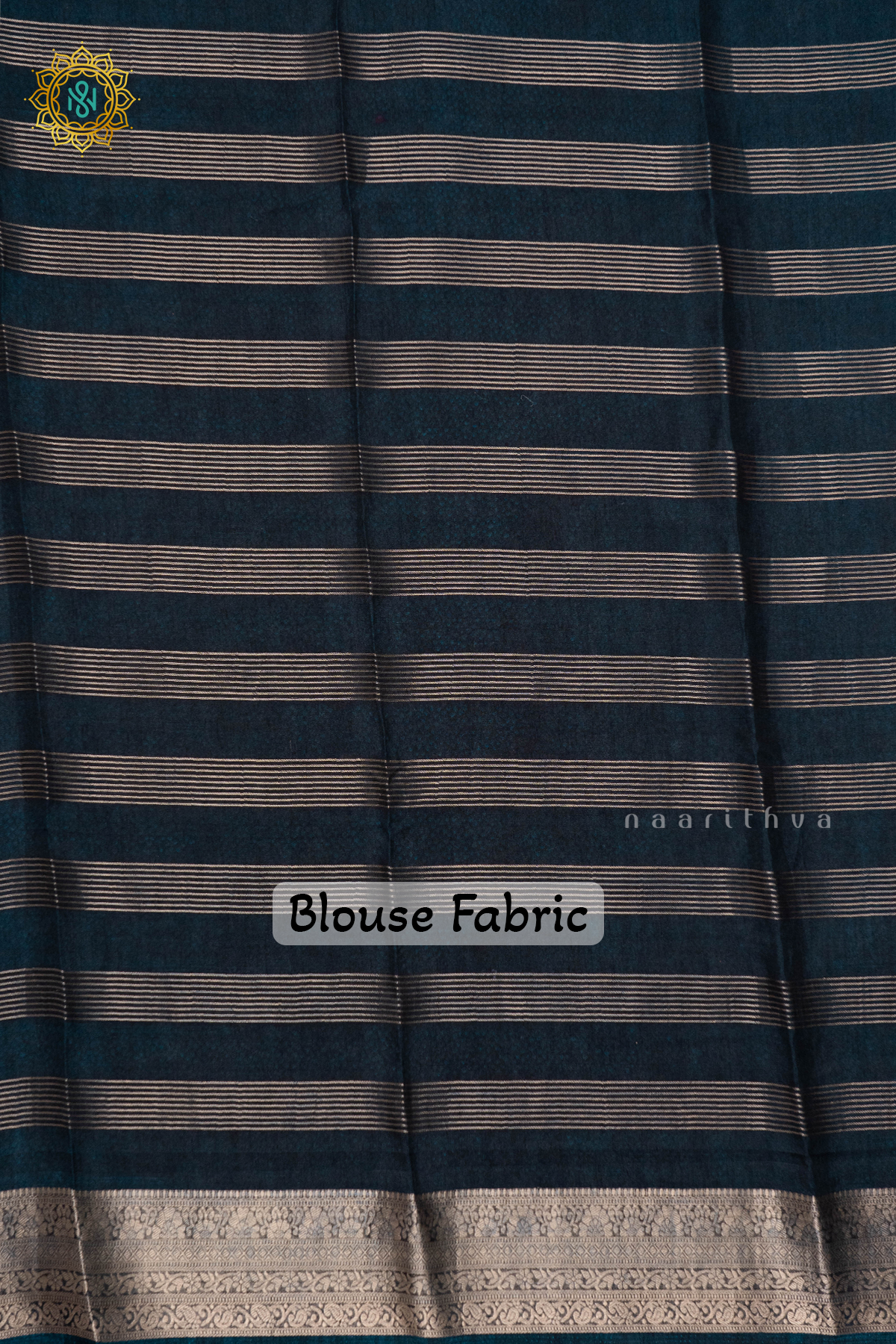OFF WHITE WITH PEACOCK BLUE - SEMI GEORGETTE