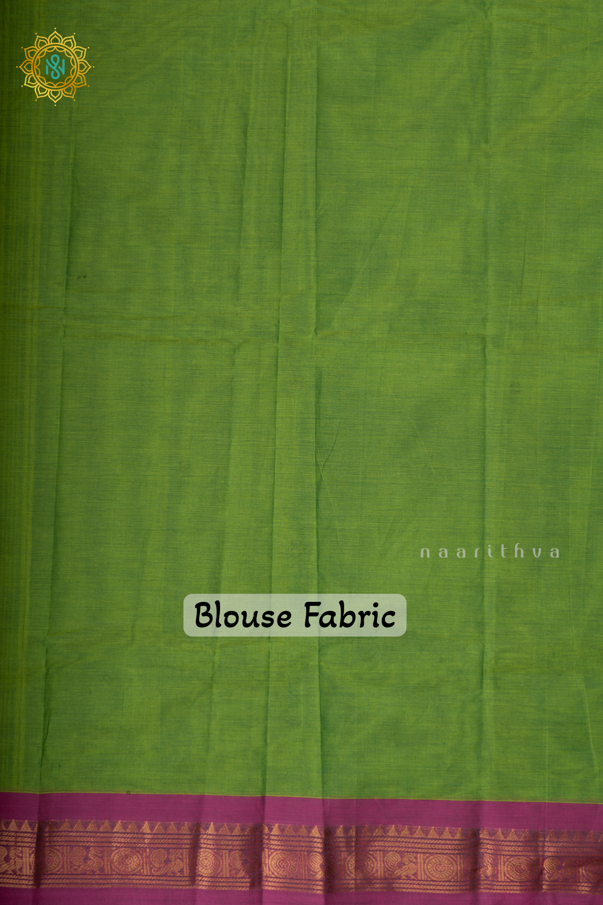 Parrot green With Blue & Pink Chettinad Cotton Saree With Thread Woven Buttas & Ganga Jamuna Contrast Border