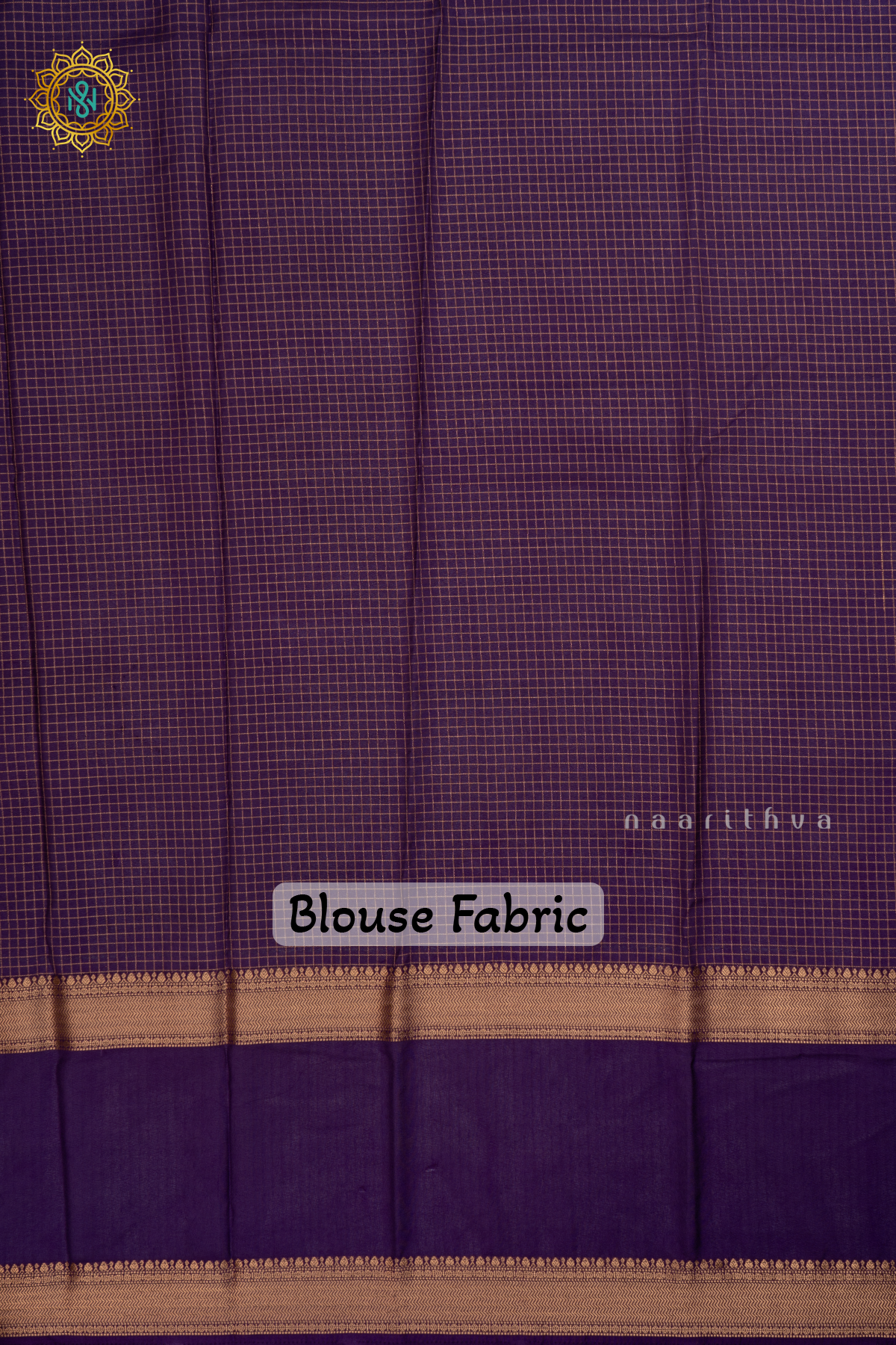 Yellow with Purple Semi Mysore Crepe Silk Saree with All-Over Zari Checks and Buttas and a Contrast Zari Gap Border
