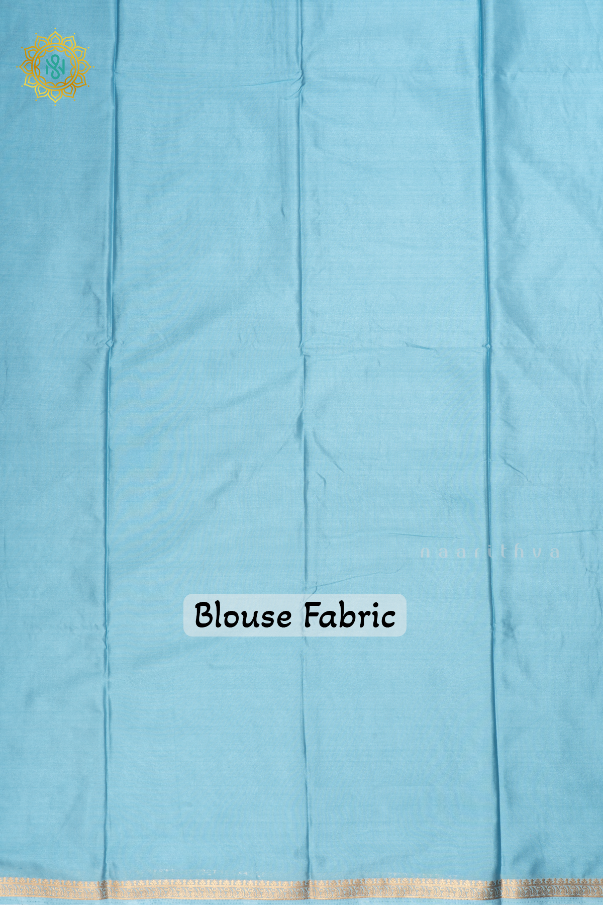 Sky Blue Semi Mysore Crepe Silk with Plain Body and Zari Border