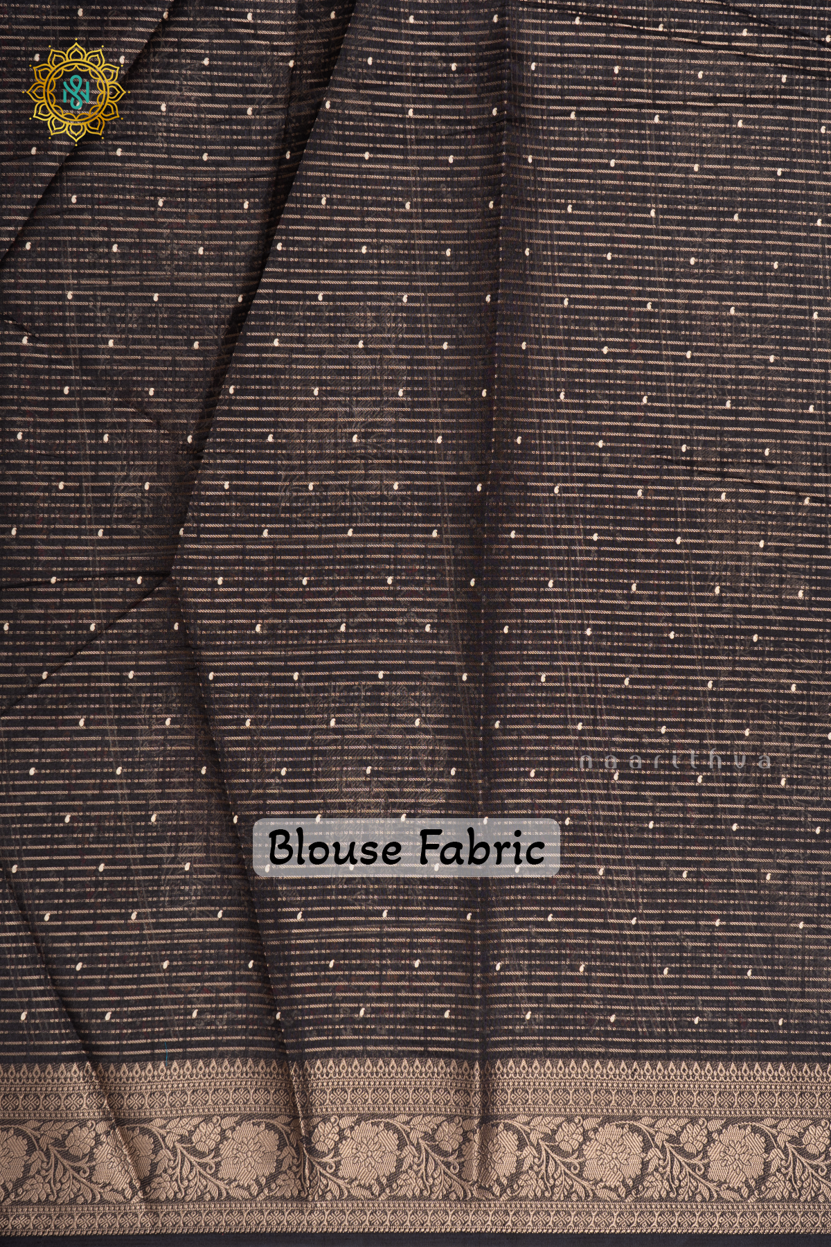 BLACK - DOLA SILK SAREE ALLOVER PRINTED BUTTAS AND ZARI STRIPES WITH ZARI BORDER