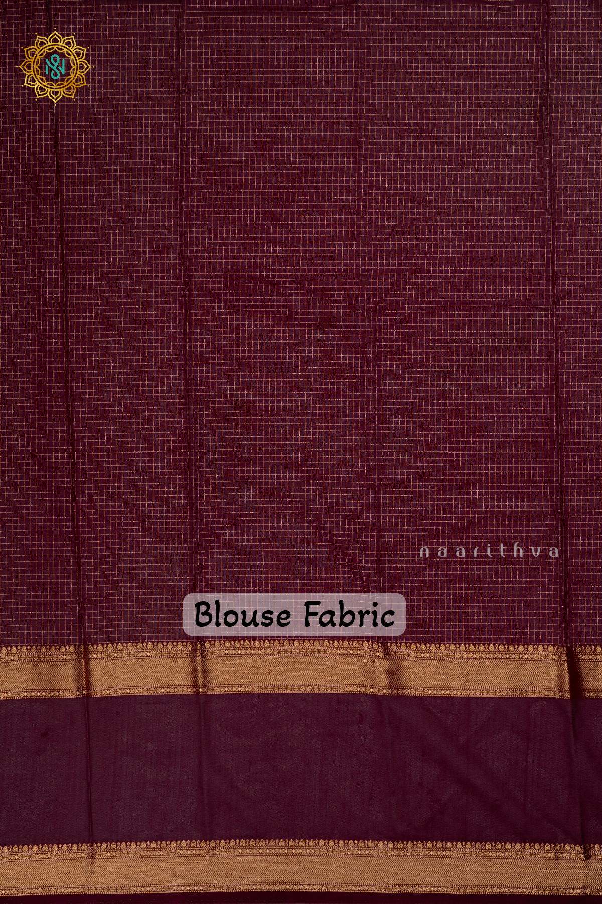 Magenta with Deep WIne Semi Mysore Crepe Silk Saree with All-Over Zari Checks and Buttas and a Contrast Zari Gap Border