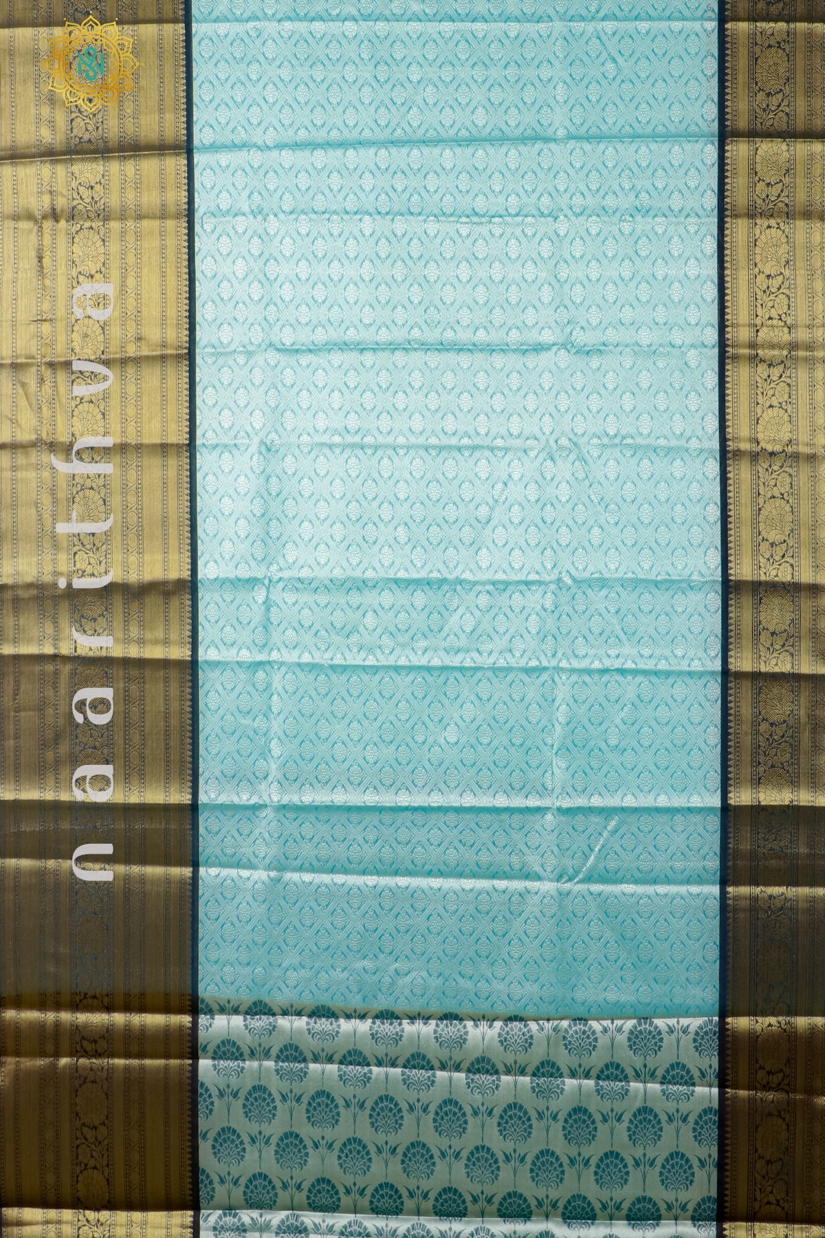 AQUA BLUE WITH TEAL GREEN - KORA TANCHOI SILK