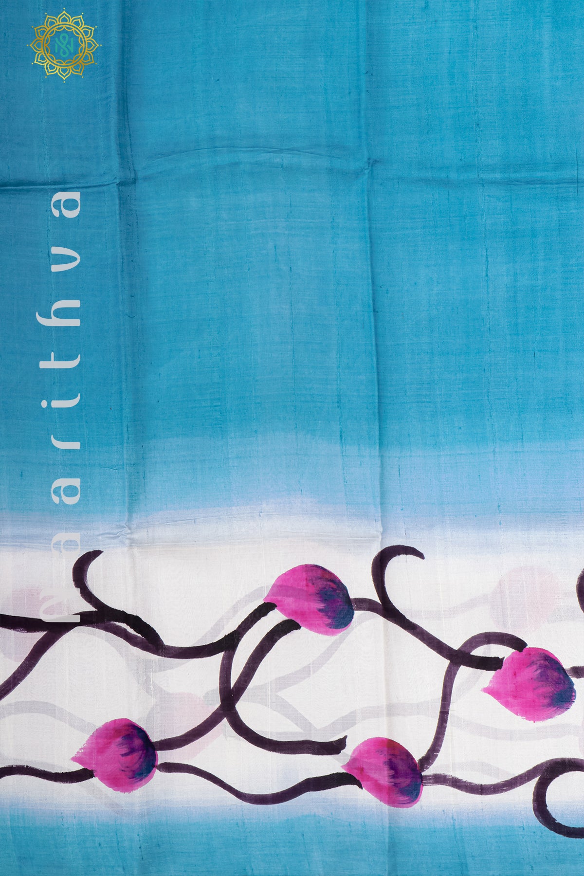 BLUE - PURE HAND PAINTED MULBERRY SILK