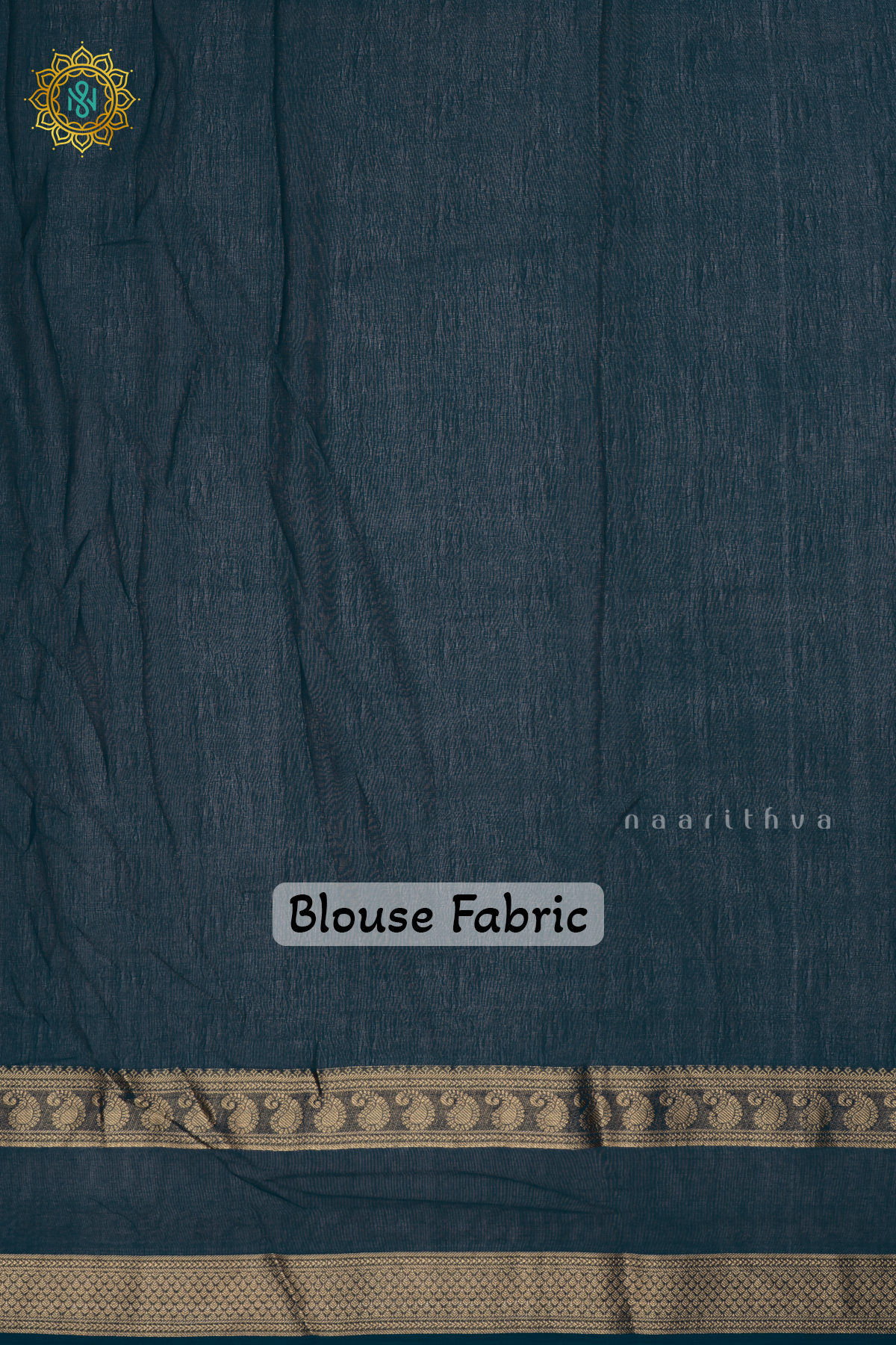 PEACOCK BLUE - SEMI GEORGETTE SAREE WITH PRINTED BODY AND ZARI GAP BORDER